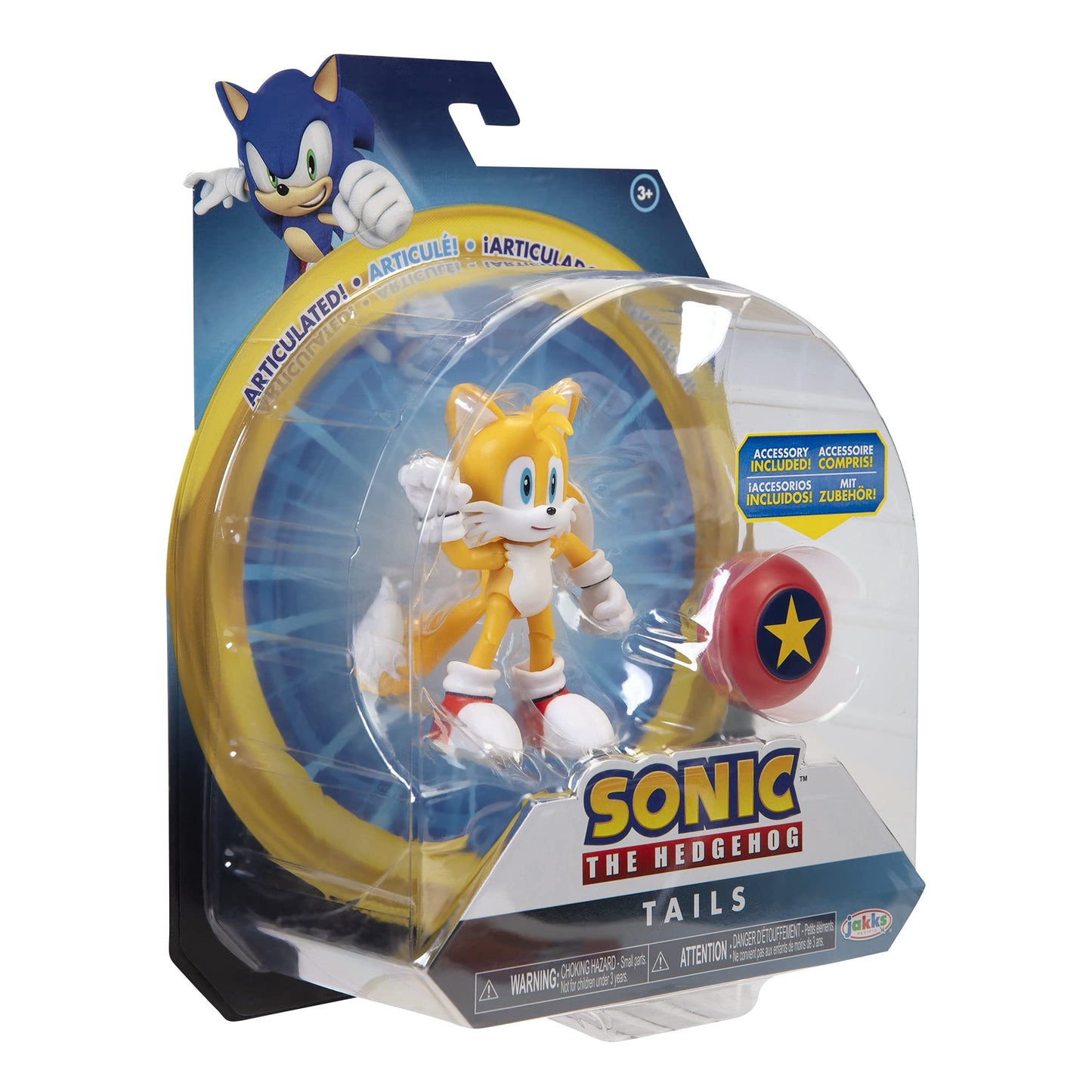 Sonic The Hedgehog 4-Inch Modern Tails with Star Spring – Collectible Action Figure