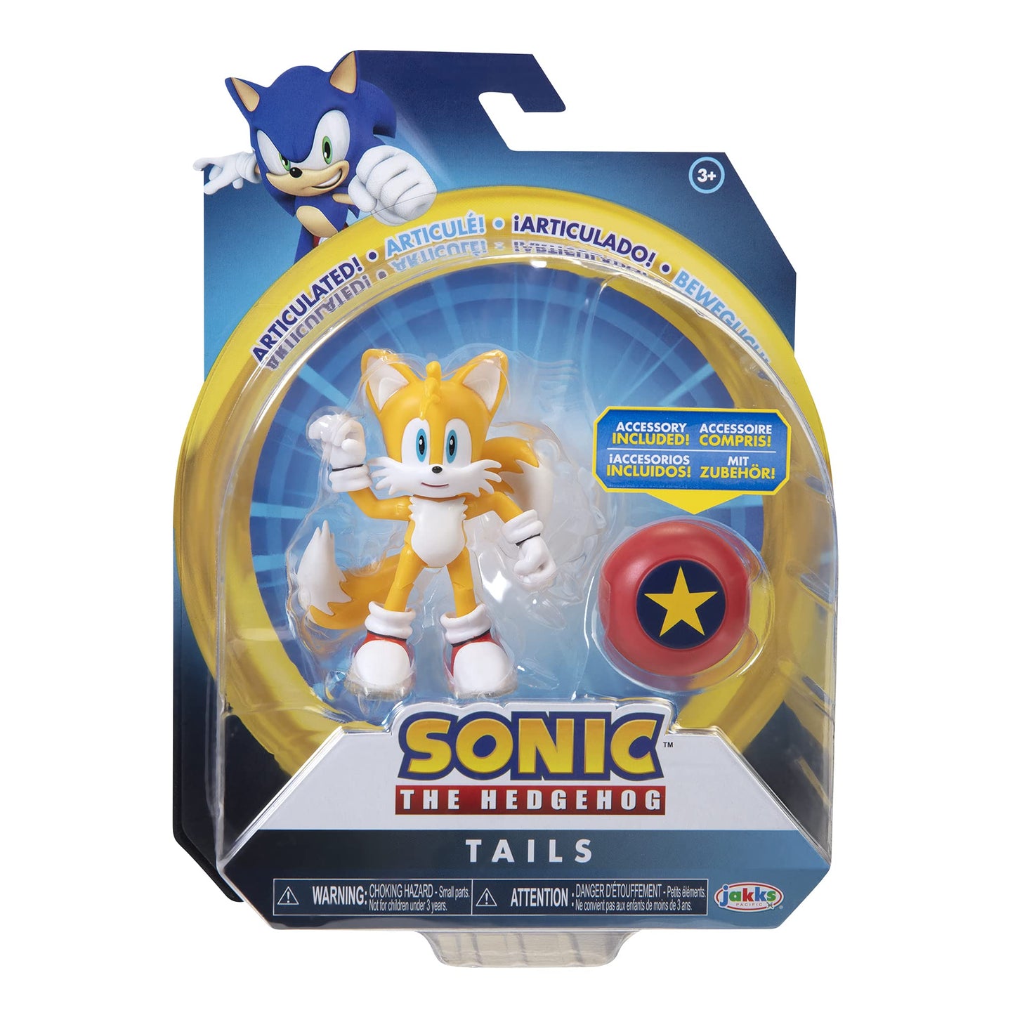 Sonic The Hedgehog 4-Inch Modern Tails with Star Spring – Collectible Action Figure
