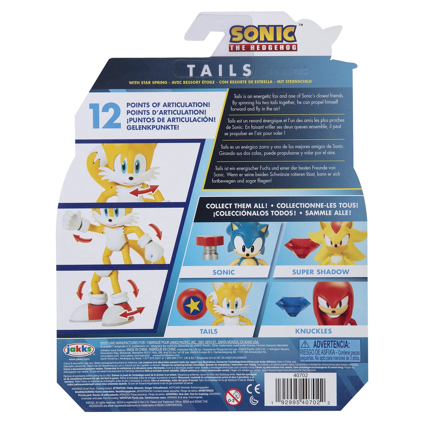Sonic The Hedgehog 4-Inch Modern Tails with Star Spring – Collectible Action Figure