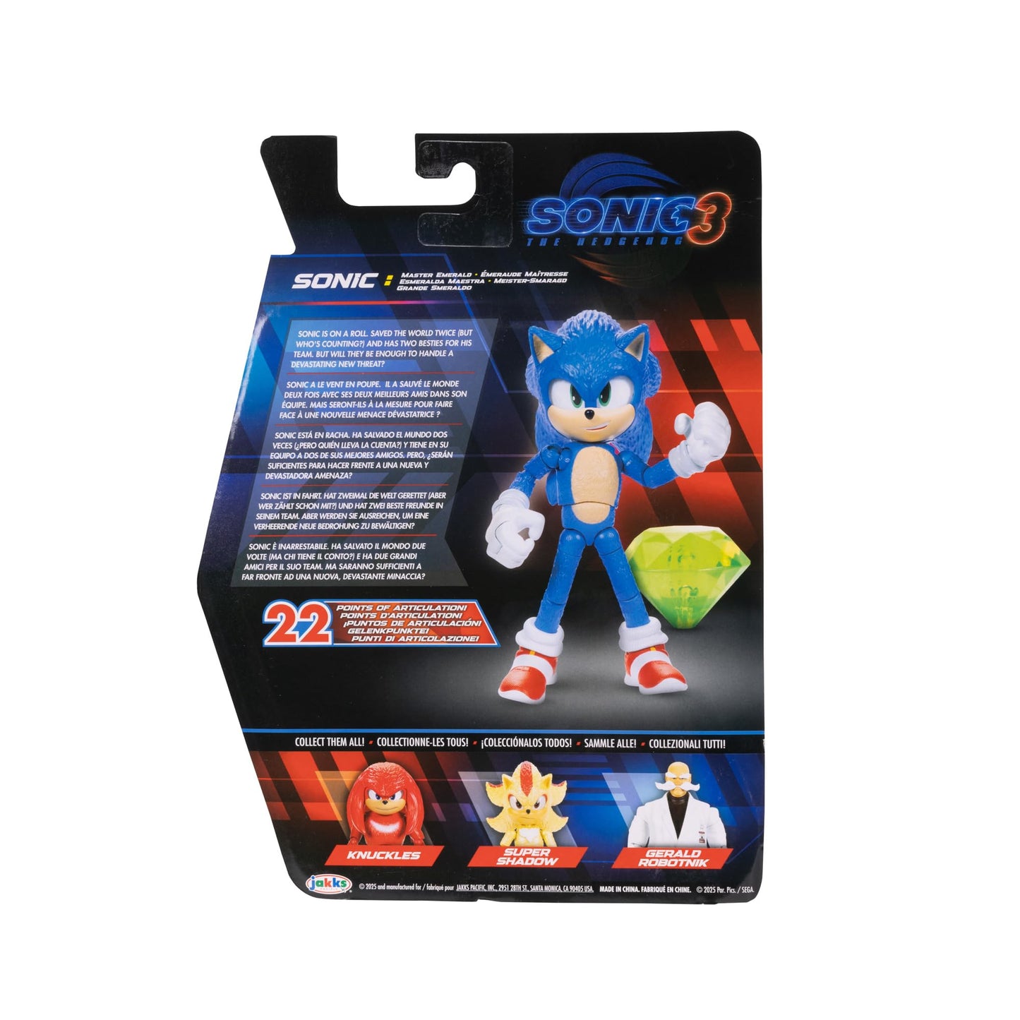 Sonic The Hedgehog Sonic 3 Movie 5-Inch Action Figure: Emerald Wave 3 - Collectible Toy