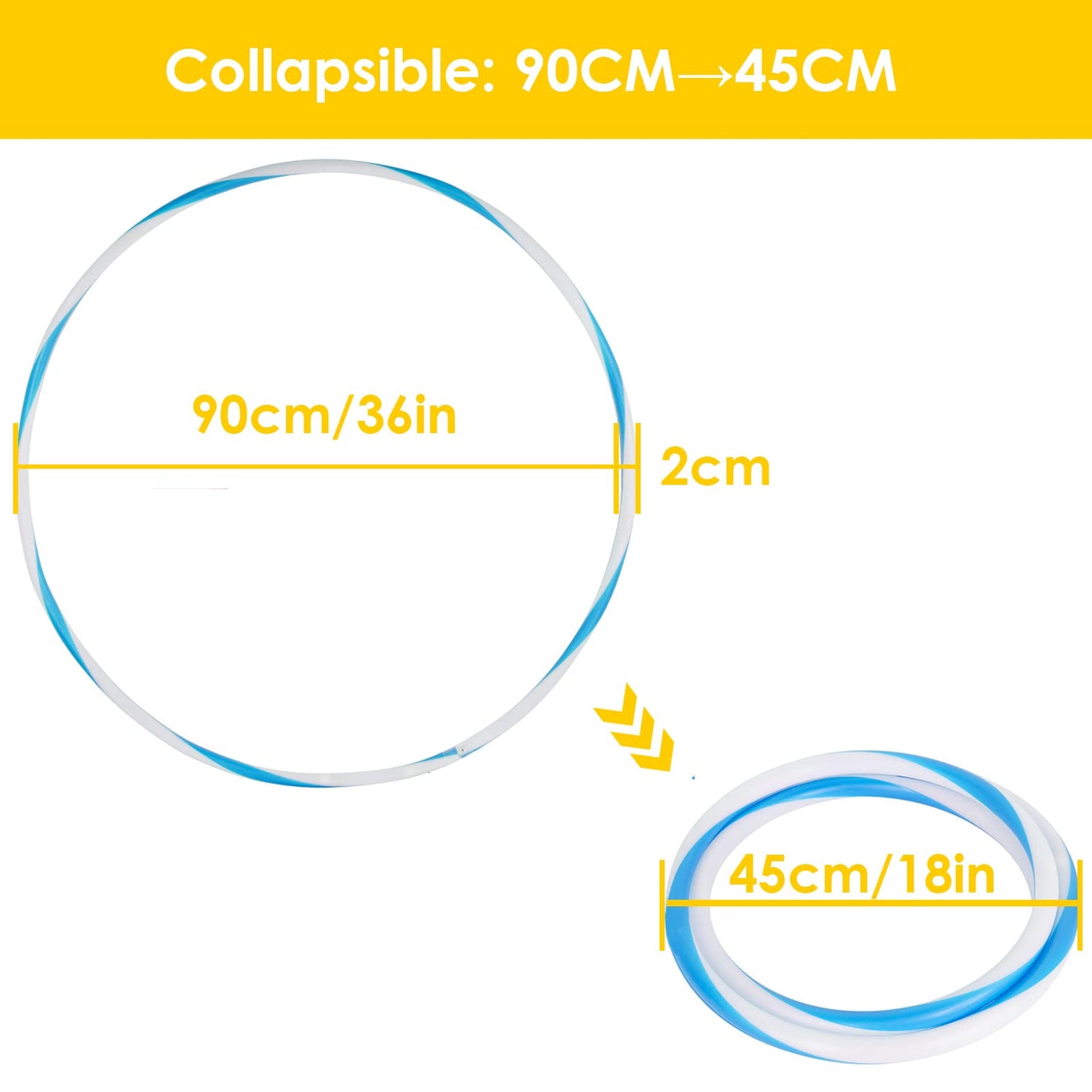 SONSA 4-Pack LED Hoops for Adults – 36in Foldable Light-Up Hoops with 24 LEDs