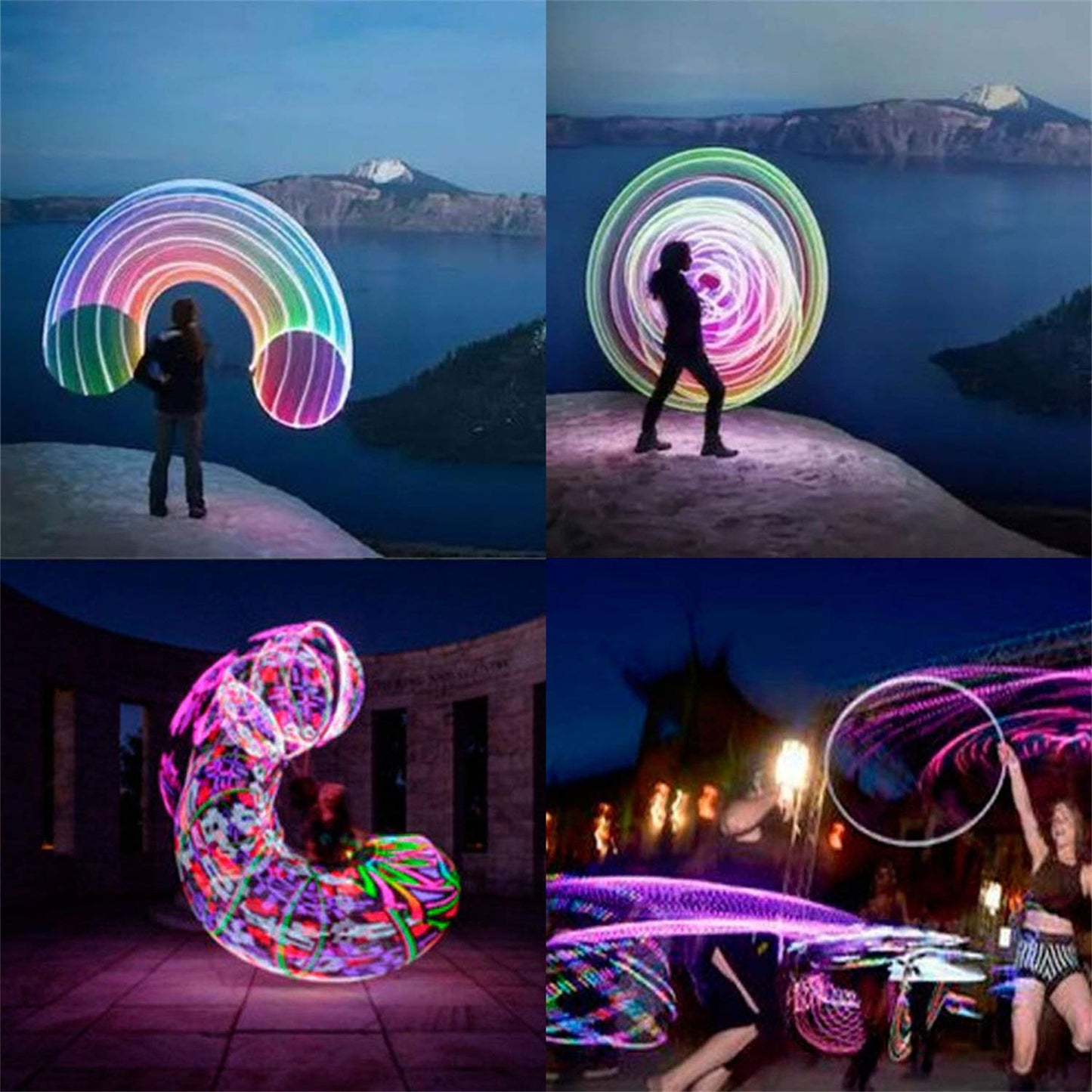 SONSA 4-Pack LED Hoops for Adults – 36in Foldable Light-Up Hoops with 24 LEDs