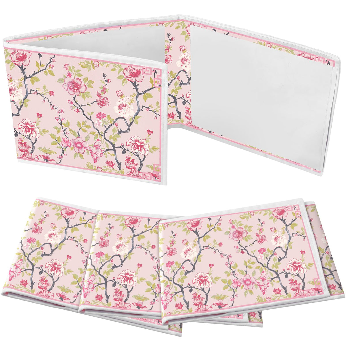 Sonwyoung 4-Pack Chinoiserie Mahjong Card Holder Set – Large 6.2 x 5.2 in | Pink & Green