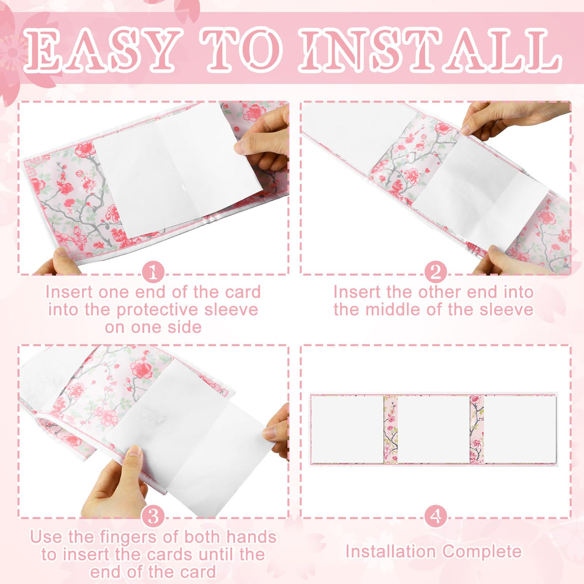 Sonwyoung 4-Pack Chinoiserie Mahjong Card Holder Set – Large 6.2 x 5.2 in | Pink & Green