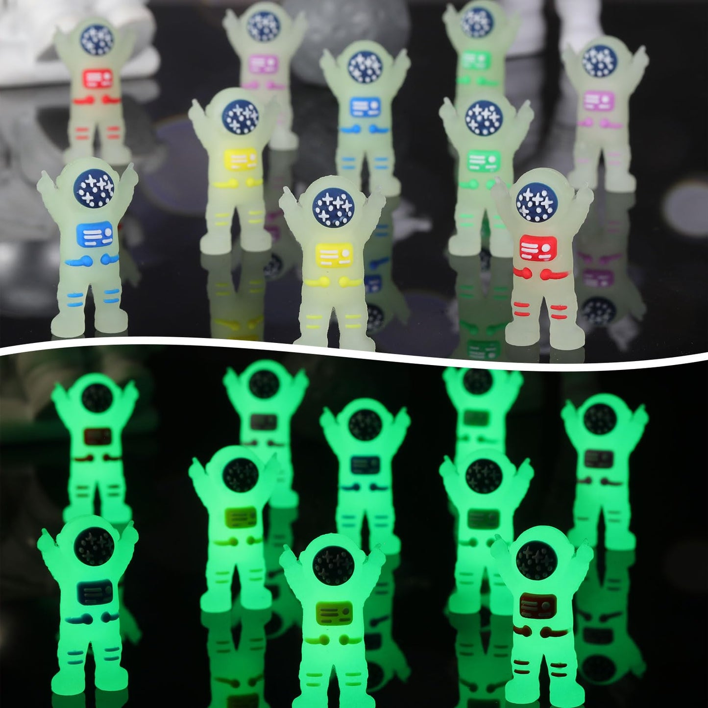 Sonwyoung 100 Pcs Glow-in-the-Dark Mini Astronaut Figurines
