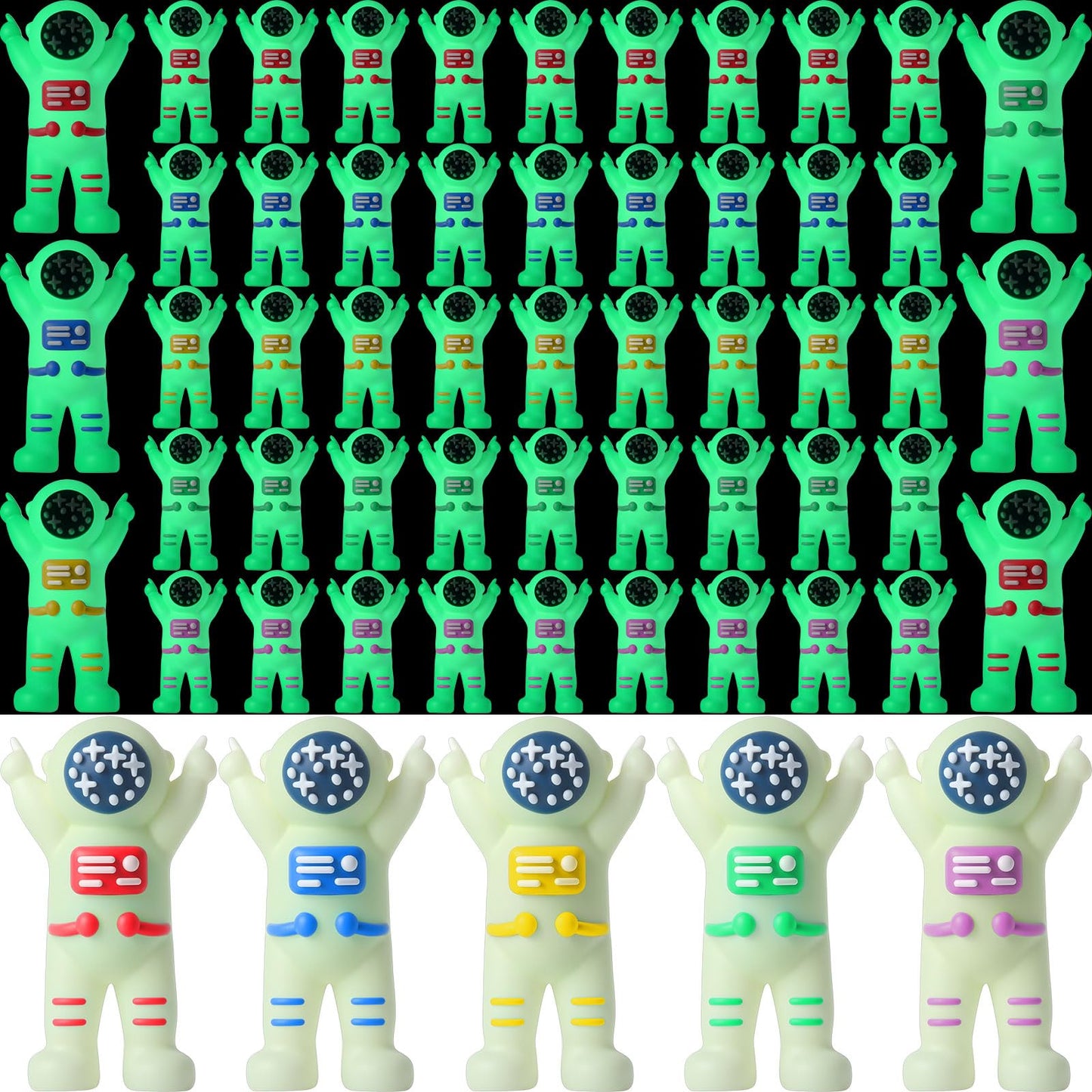 Sonwyoung 100 Pcs Glow-in-the-Dark Mini Astronaut Figurines