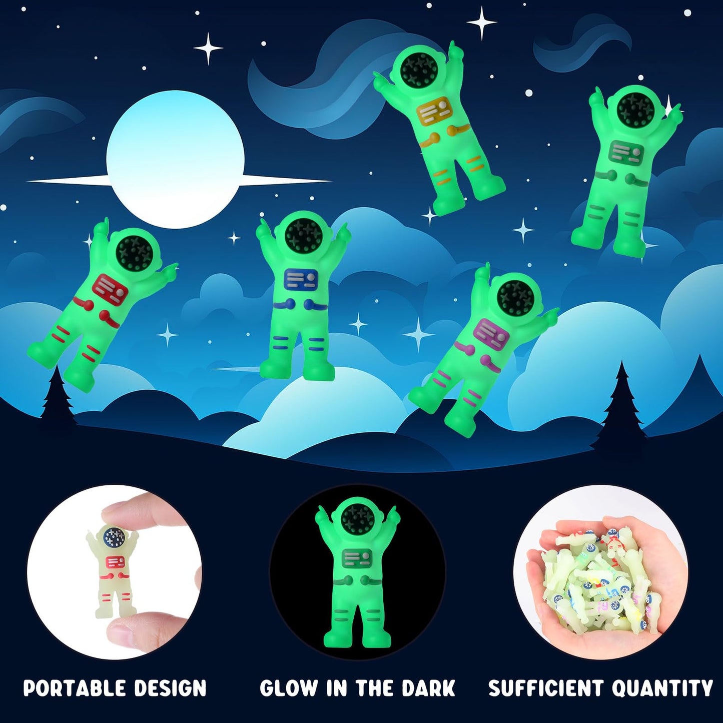 Sonwyoung 100 Pcs Glow-in-the-Dark Mini Astronaut Figurines