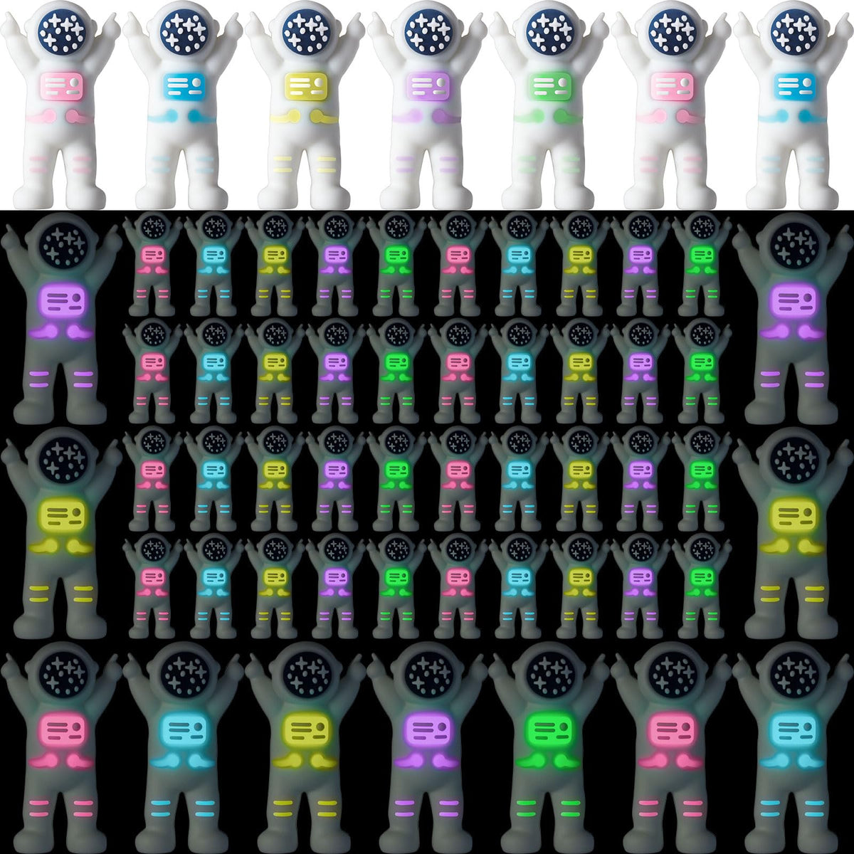 Sonwyoung 50 Glow-in-the-Dark Mini Astronaut Figurines – Colorful Space Toys