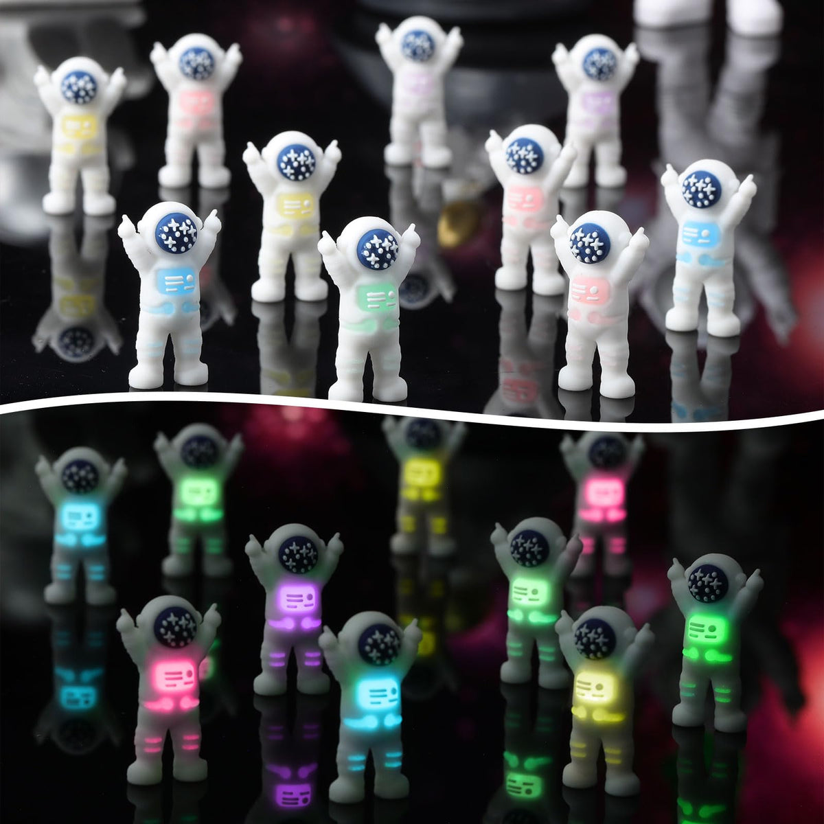 Sonwyoung 50 Glow-in-the-Dark Mini Astronaut Figurines – Colorful Space Toys