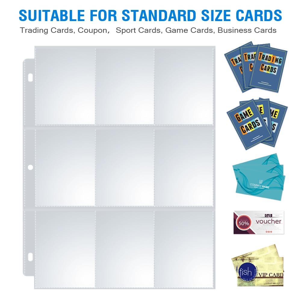 Sooez 36-Pack 9-Pocket Double-Sided Card Sleeves for 3-Ring Binders