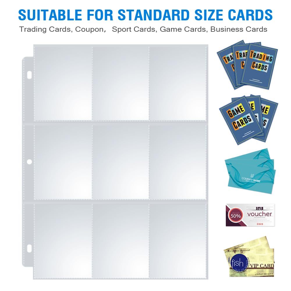 Sooez 120-Pack 9-Pocket Page Protectors for 3-Ring Binders | Double-Sided Trading Card Sleeves