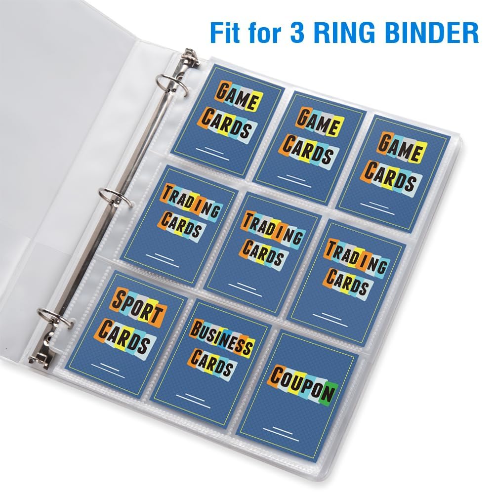 Sooez 36-Pack 9-Pocket Double-Sided Card Sleeves for 3-Ring Binders
