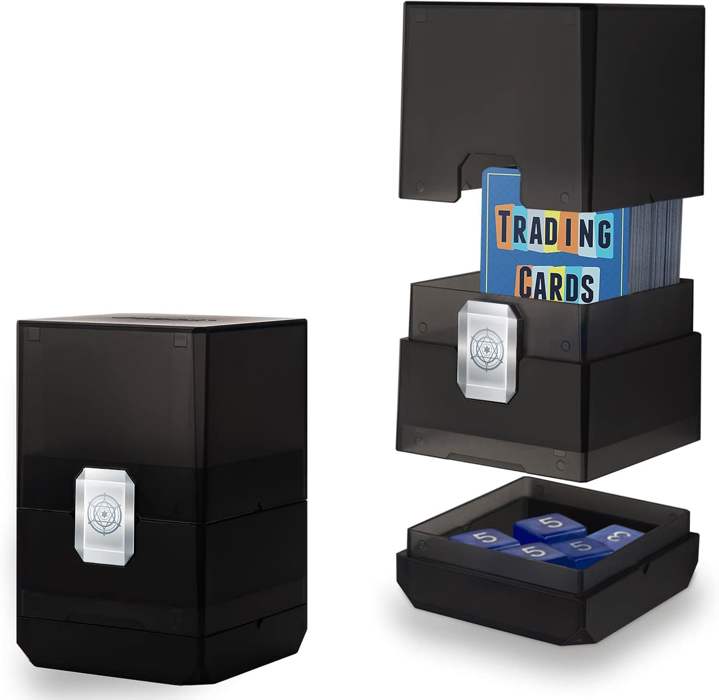 Sooez Deck Card Box with Dice Storage – 100+ Cards, Translucent