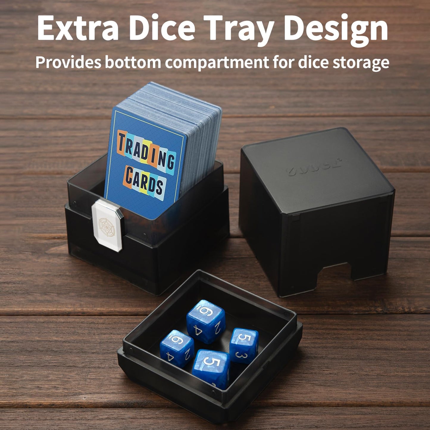 Sooez Deck Card Box with Dice Storage – 100+ Cards, Translucent