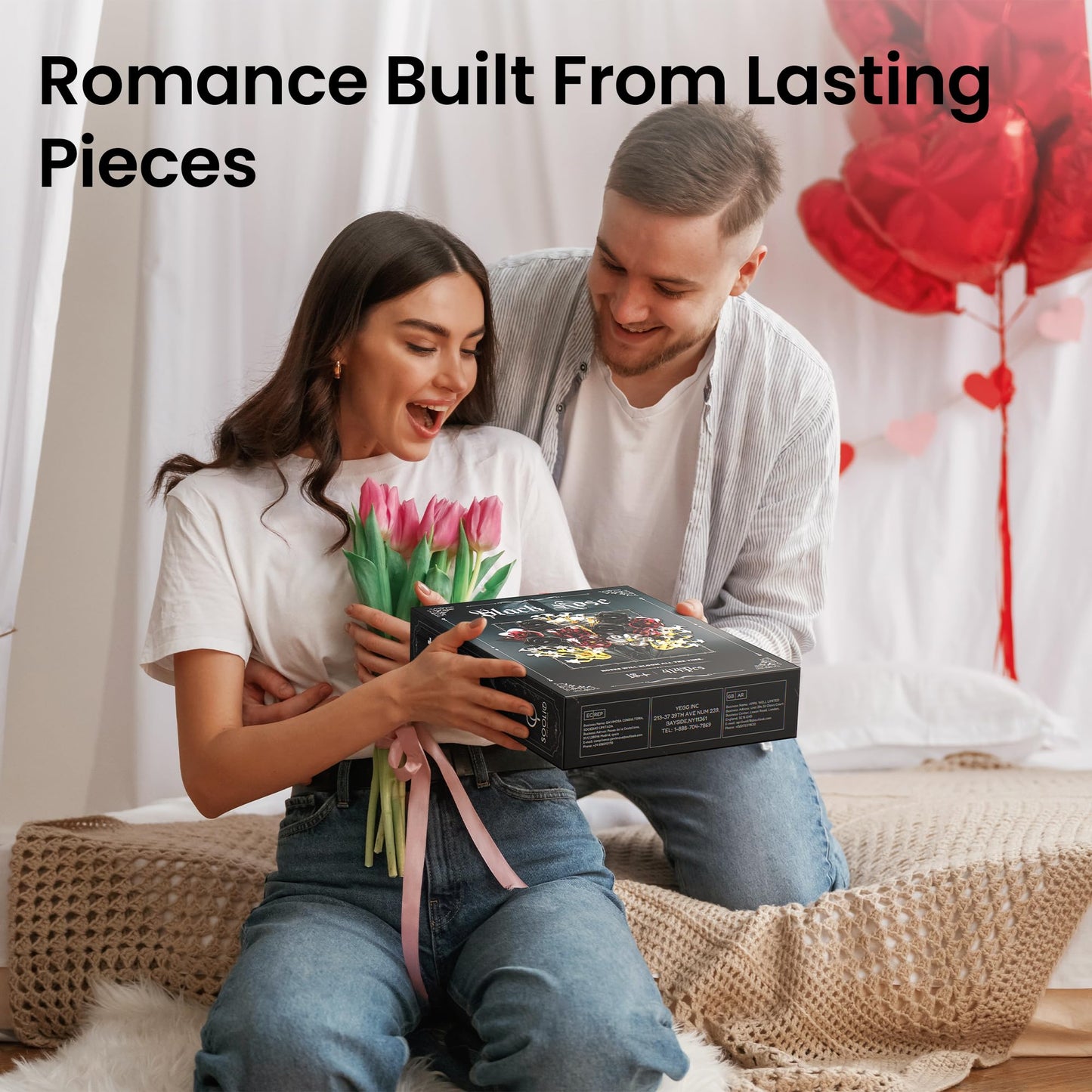 SOOLIO Rose Bouquet Building Set – 414-Piece Gothic Floral Decor for Adults, Valentines & Anniversary Gift