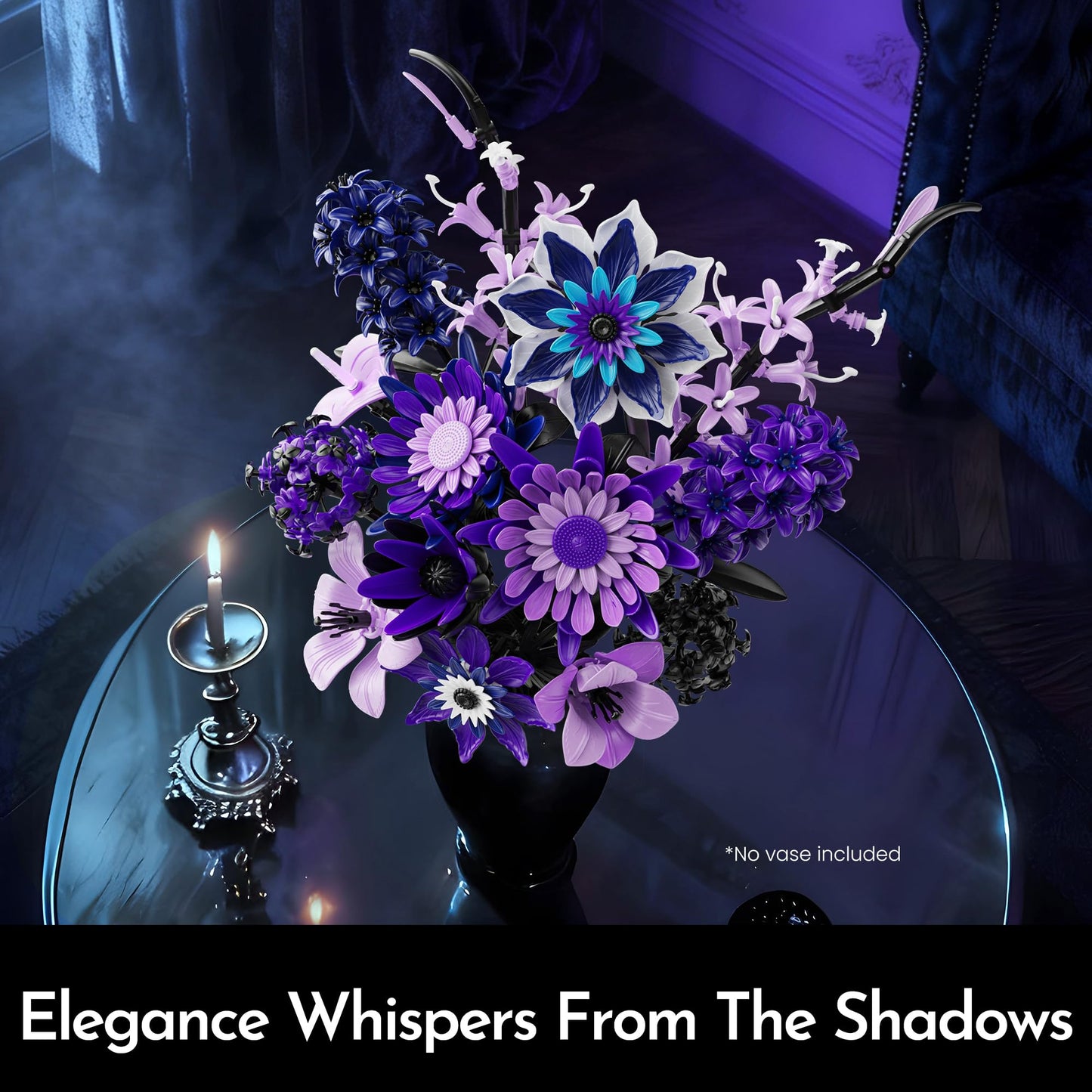 SOOLIO Dahlia Flower Bouquet Building Set for Adults – Gothic Purple Floral Decor (609 PCS)