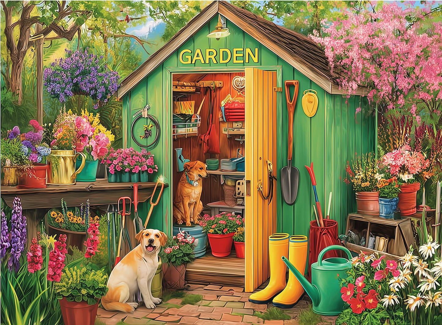 Sooluer 500-Piece Puzzle for Adults – Garden & Dog Scene (20.5 x 15 in)