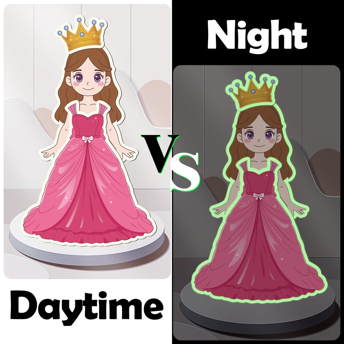 SOOVSY Magnetic Dress Up Dolls – 4 Princess Dolls & 107 Magnets with Glow Edges