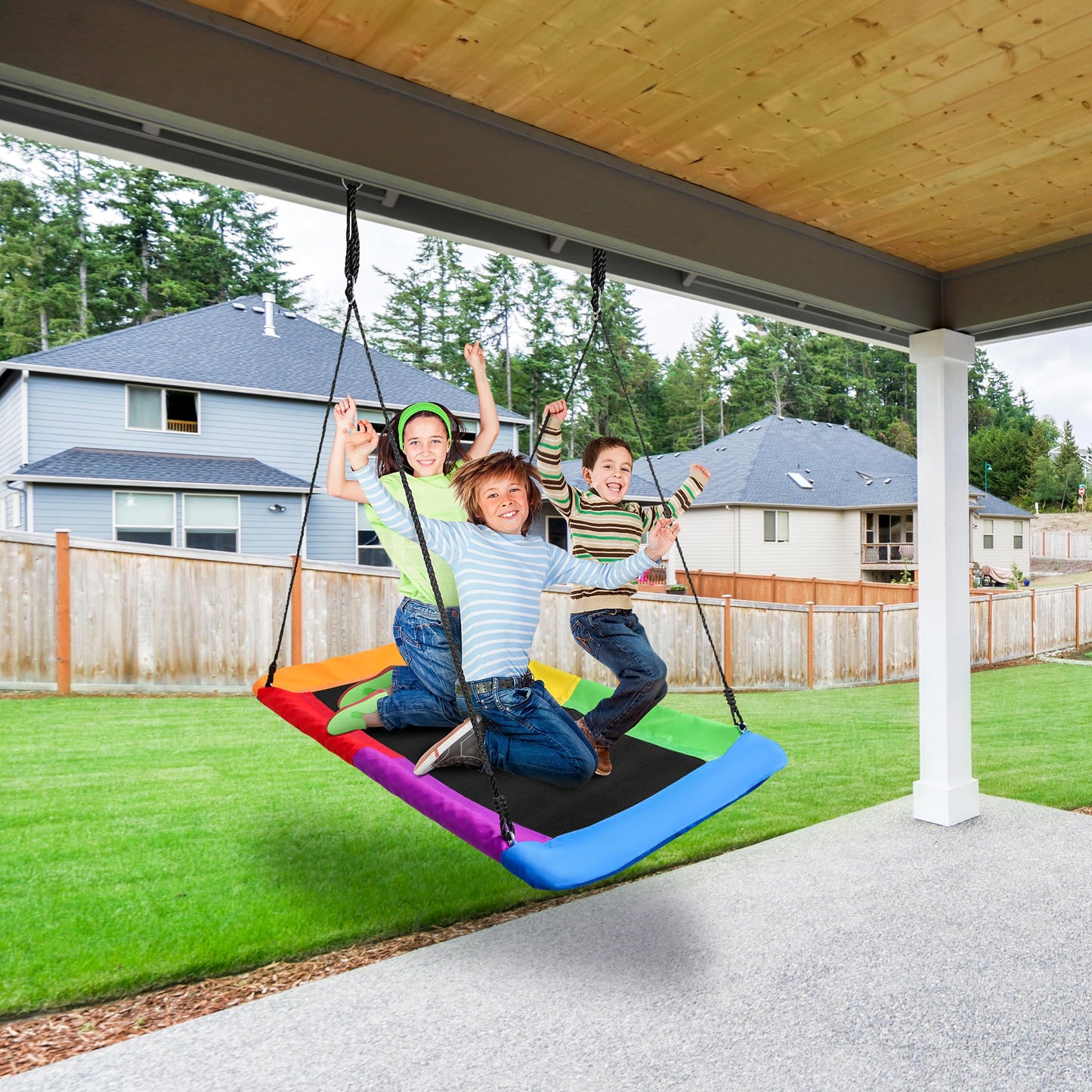Sorbus 60-Inch Saucer Swing for Kids – Large Platform Tree Glider with Adjustable Ropes, Indoor/Outdoor Fun