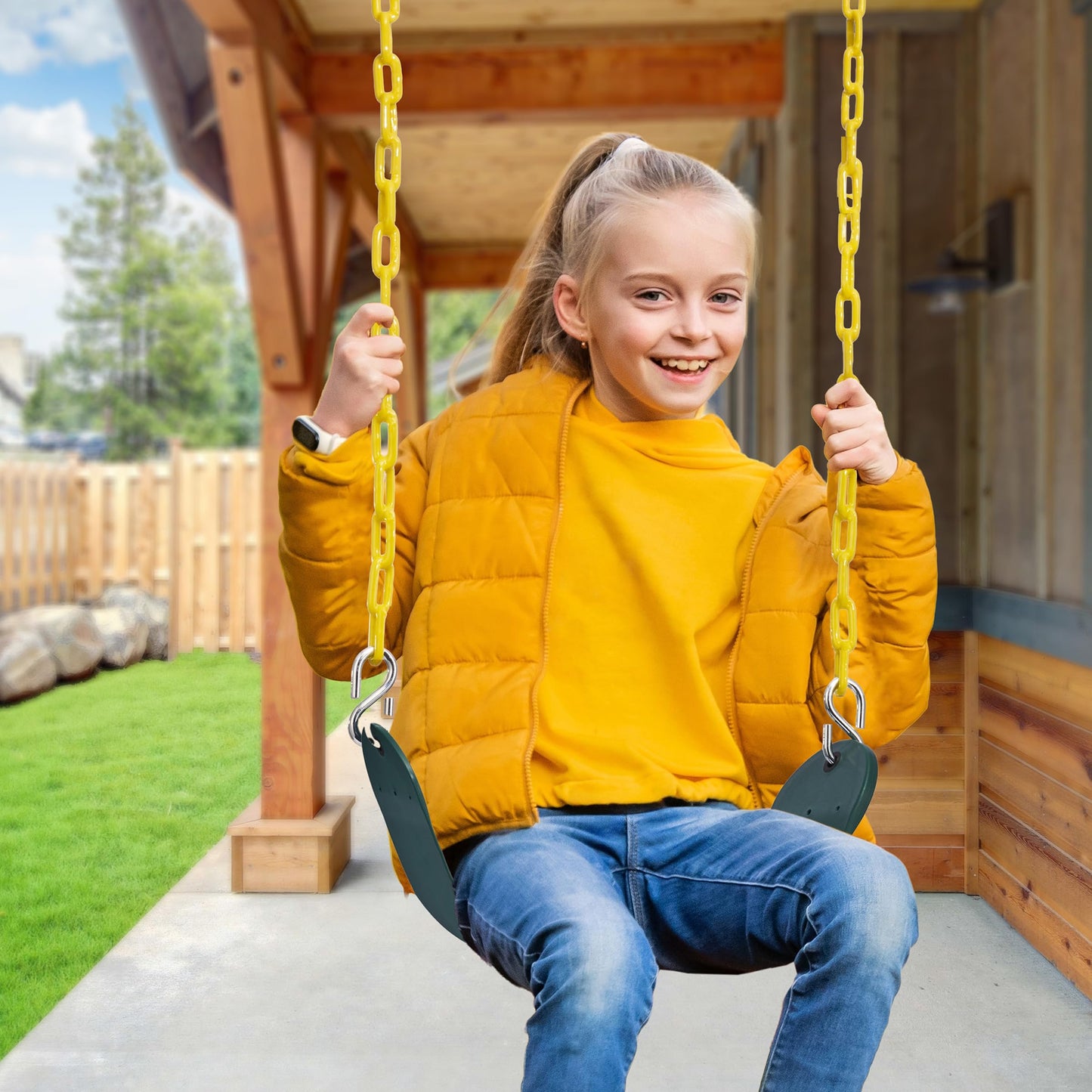Sorbus Heavy Duty Green Swing Seat with 66 Inch Chain – Outdoor Playground Accessory