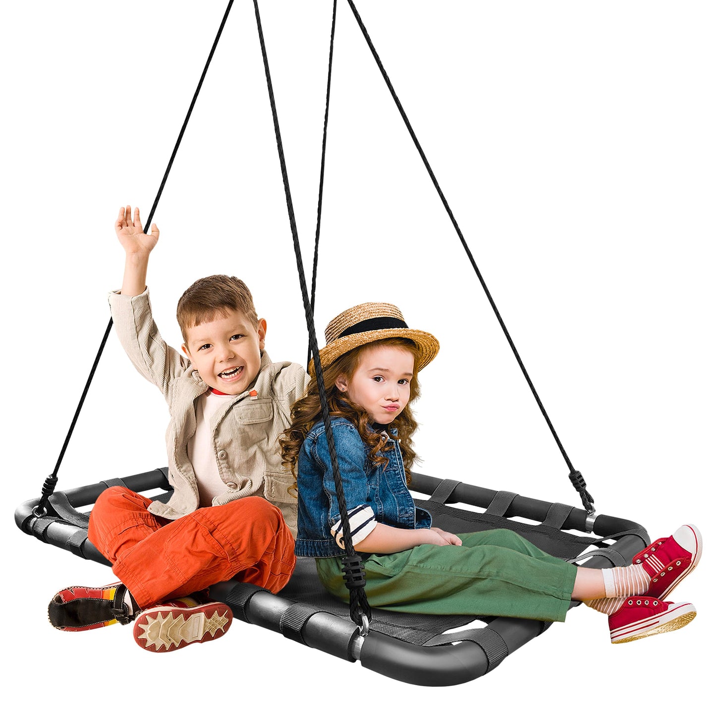 Sorbus Outdoor Platform Swing for Kids — Rectangular Mat Chair (40 x 30, Black)