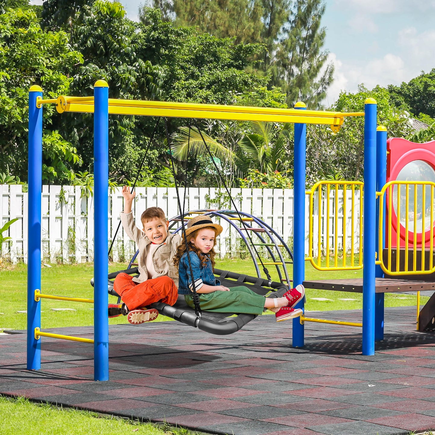 Sorbus Outdoor Platform Swing for Kids — Rectangular Mat Chair (40 x 30, Black)