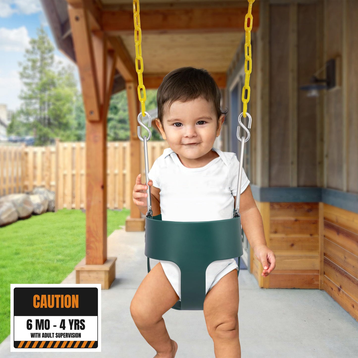 Sorbus Baby Swing - High Back Bucket Swing for Toddlers with Coated Chains, Fully Assembled