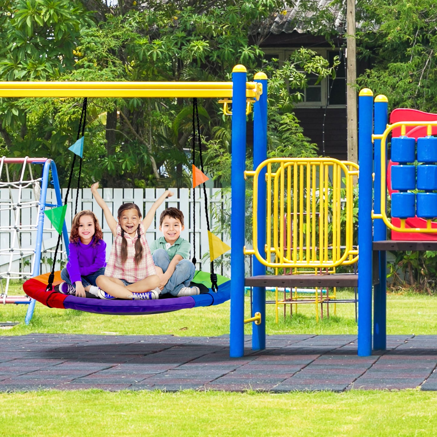 Sorbus 40-inch Saucer Tree Glider – 220 lb Kids Outdoor Swing Seat with Adjustable Ropes