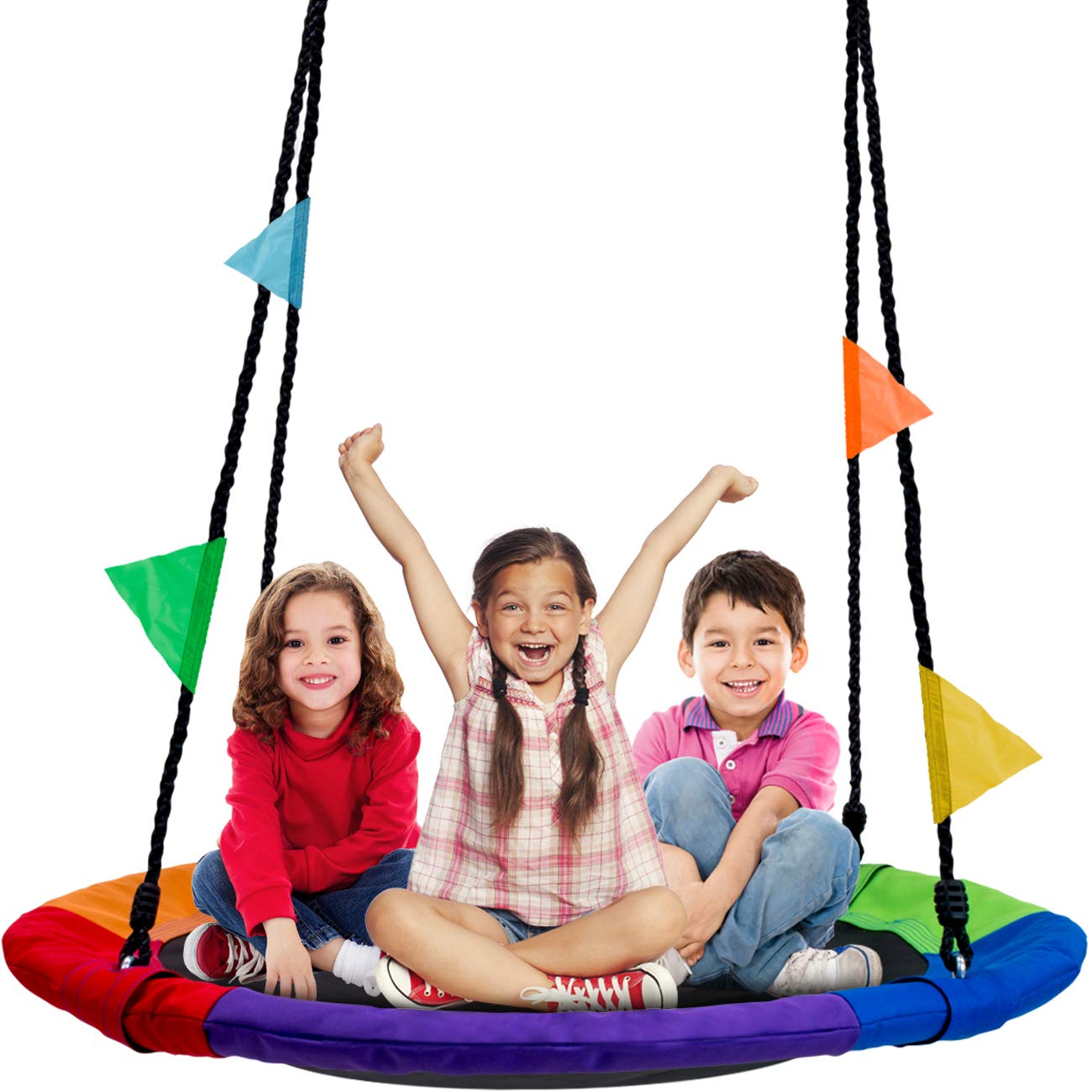 Sorbus 40-inch Saucer Tree Glider – 220 lb Kids Outdoor Swing Seat with Adjustable Ropes