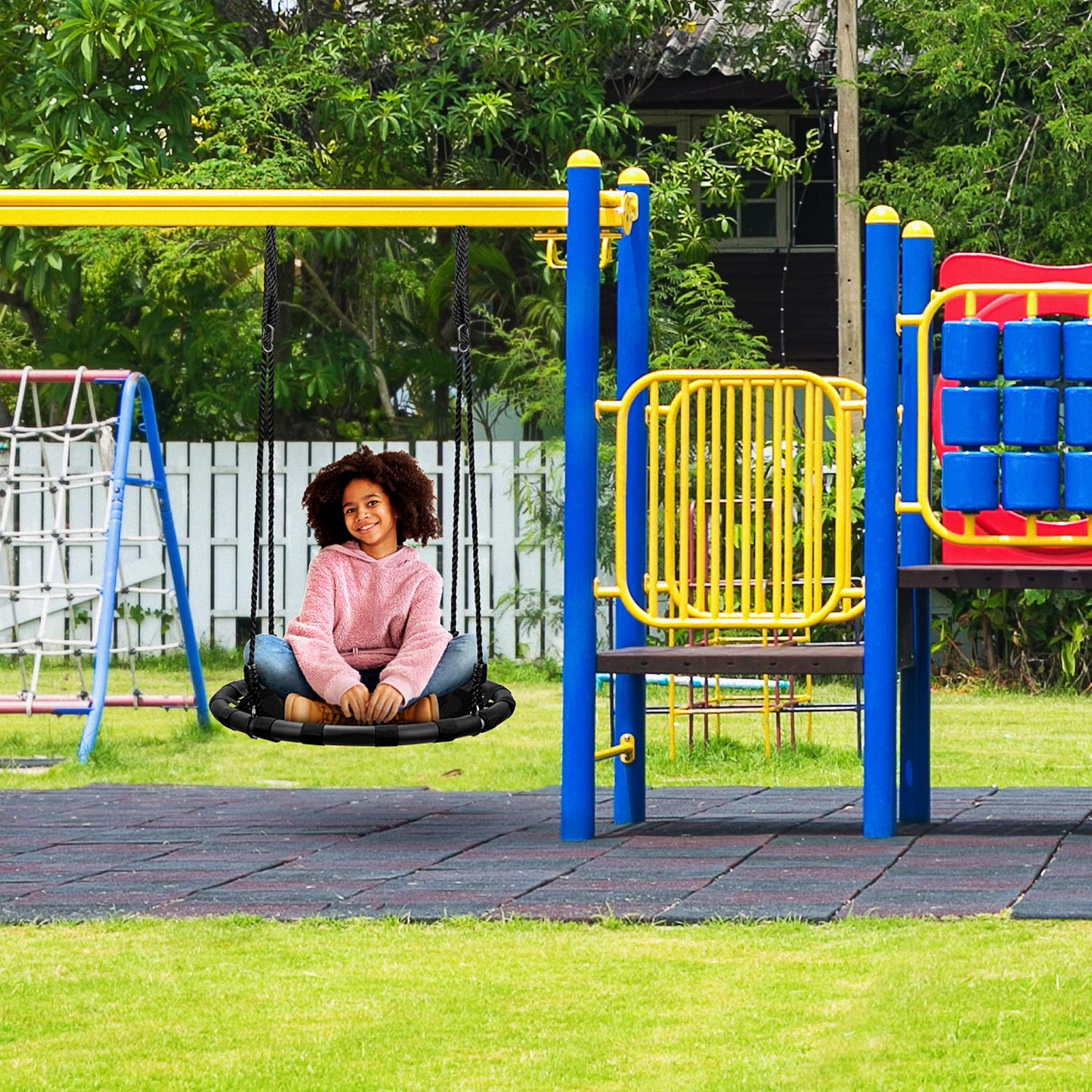 Sorbus Saucer Tree Swing - 24-Inch Outdoor Disc Swing for Kids, 220 lb Capacity, Easy Install