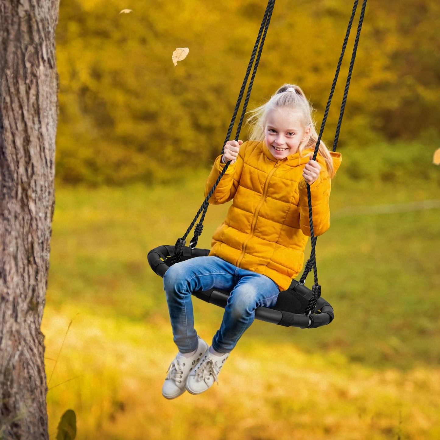 Sorbus Saucer Tree Swing - 24-Inch Outdoor Disc Swing for Kids, 220 lb Capacity, Easy Install