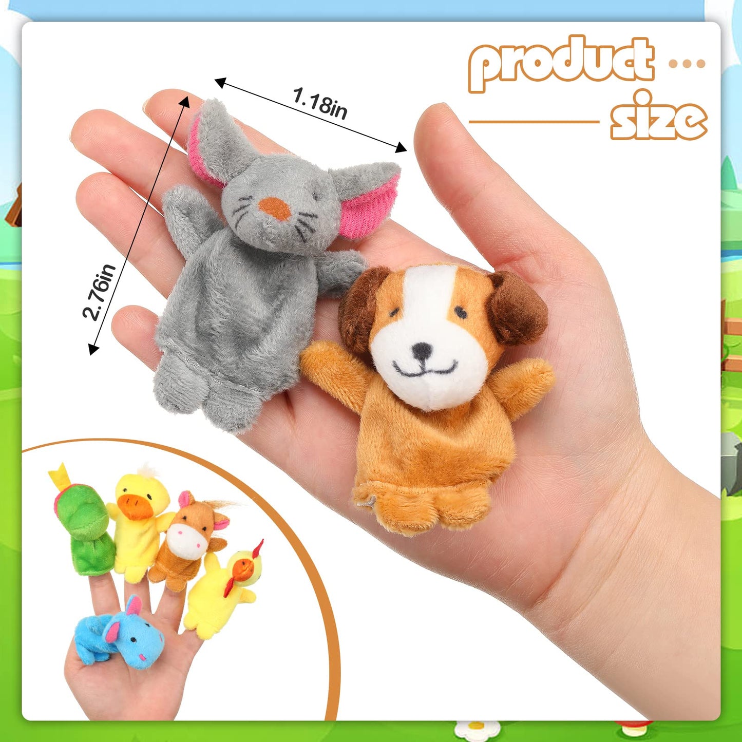 Sosation 60 Pcs Finger Puppets Set – 19 Animal Plush Puppets for Storytelling & Learning