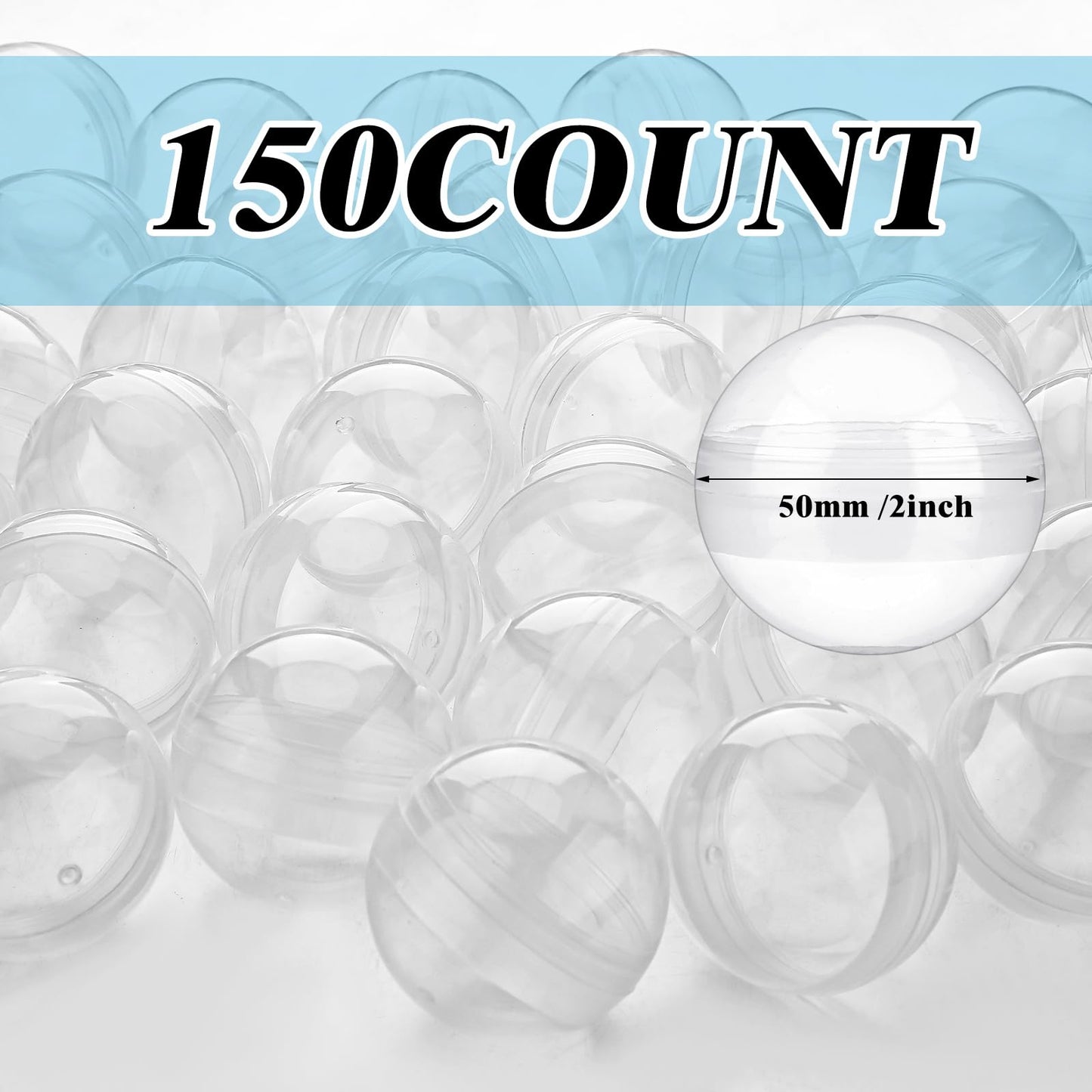 Sosation 2-Inch Gumball Capsules – 150 Pcs Round Clear Containers in Random Colors