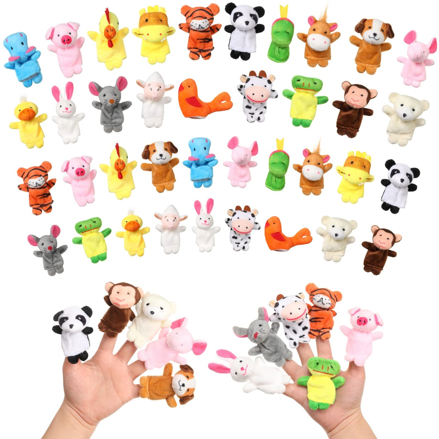 Sosation 60 Pcs Finger Puppets Set – 19 Animal Plush Puppets for Storytelling & Learning