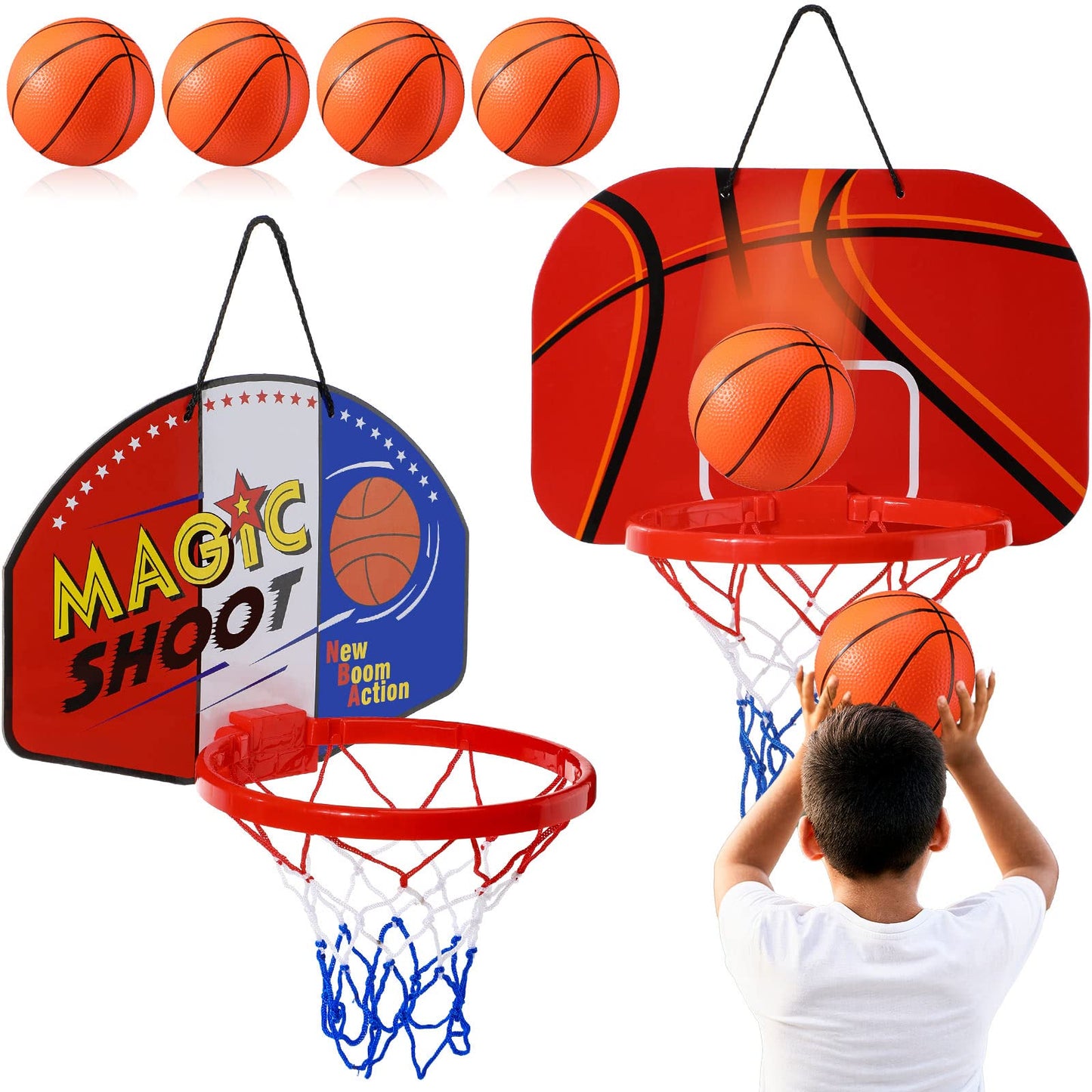Sosation 2 Pcs Mini Basketball Hoop Set – No-Drill Indoor Fun with 4 Balls & Pump