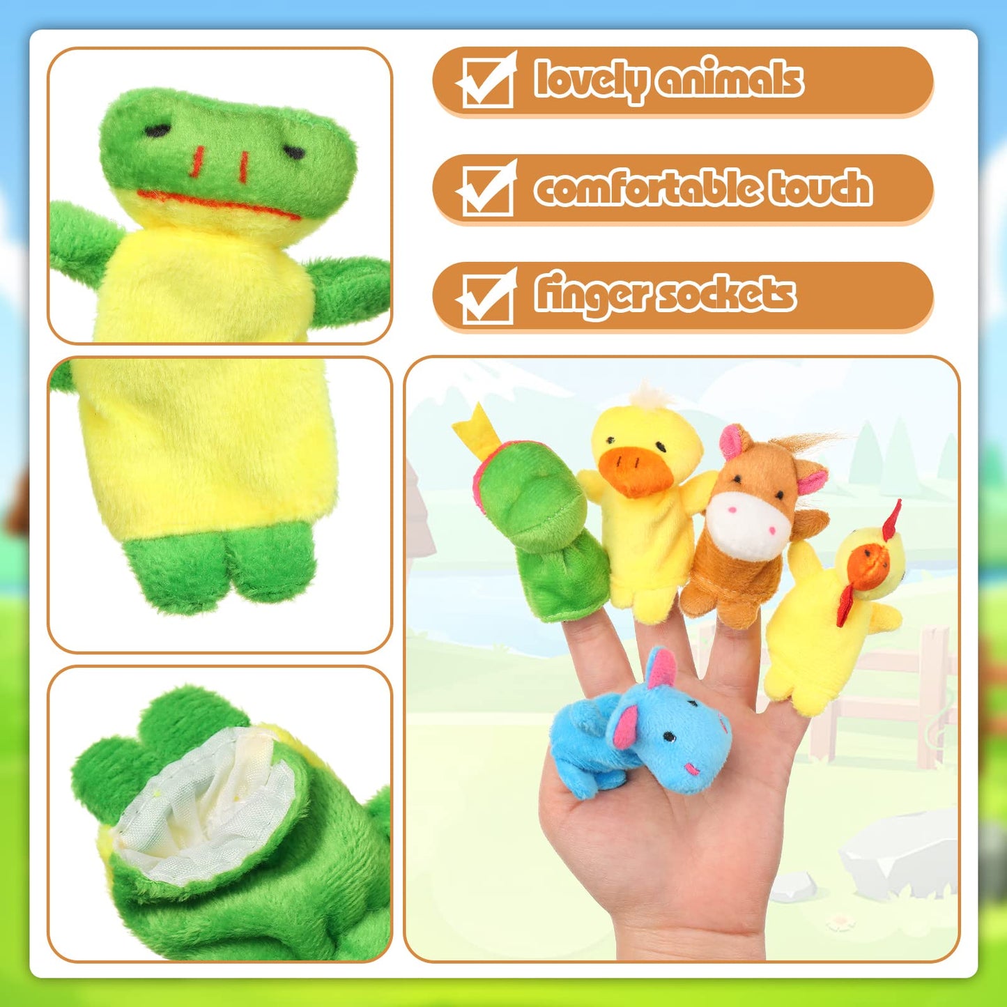 Sosation 60 Pcs Finger Puppets Set – 19 Animal Plush Puppets for Storytelling & Learning