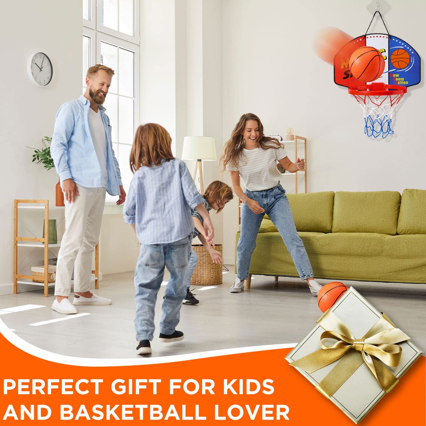 Sosation 2 Pcs Mini Basketball Hoop Set – No-Drill Indoor Fun with 4 Balls & Pump
