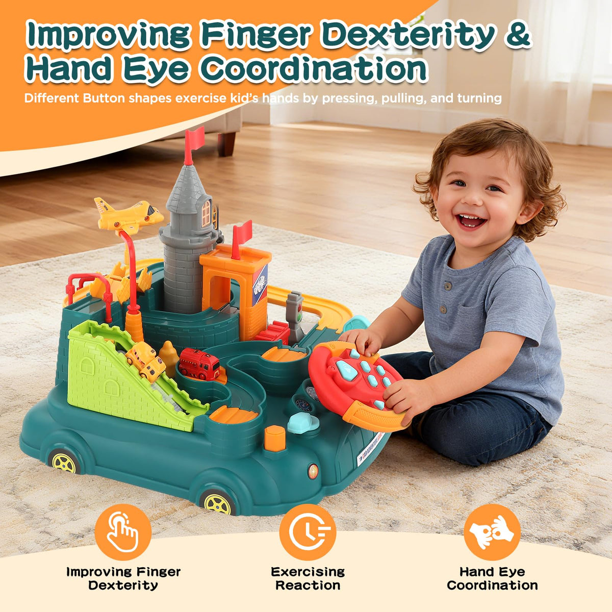 SOSUSHOE Race Car Track Toy for 3-6 Year Olds – Montessori-Inspired Fine Motor & STEM Toy