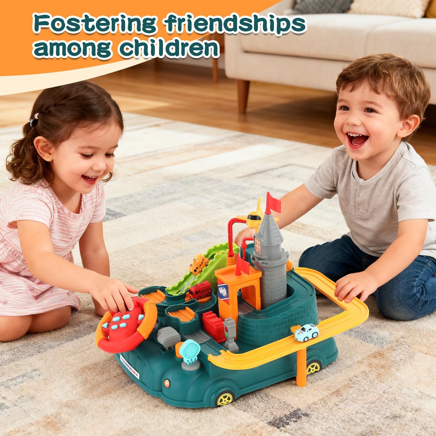 SOSUSHOE Race Car Track Toy for 3-6 Year Olds – Montessori-Inspired Fine Motor & STEM Toy