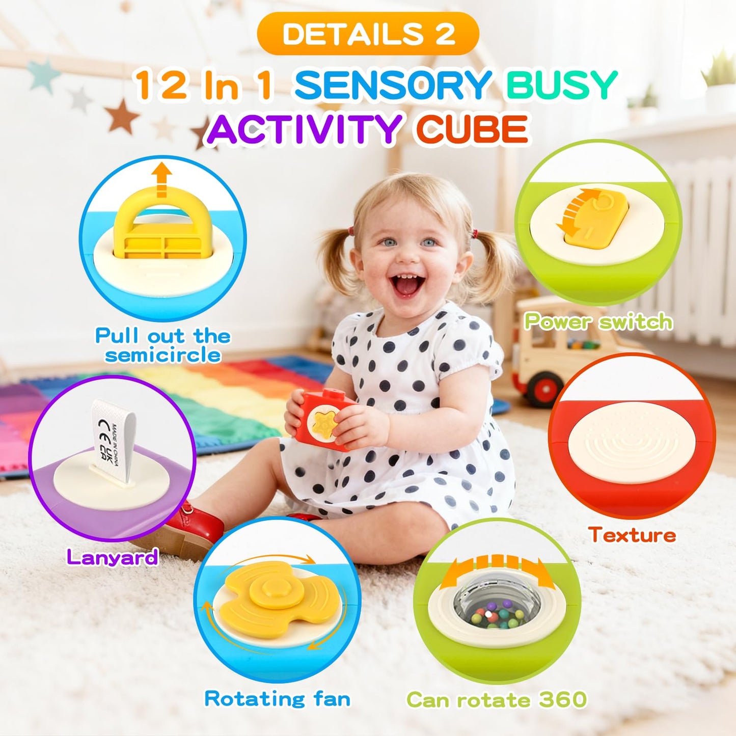 SOSUSHOE Montessori Activity Cube & Busy Board – 12-in-1 Travel Toy for Toddlers