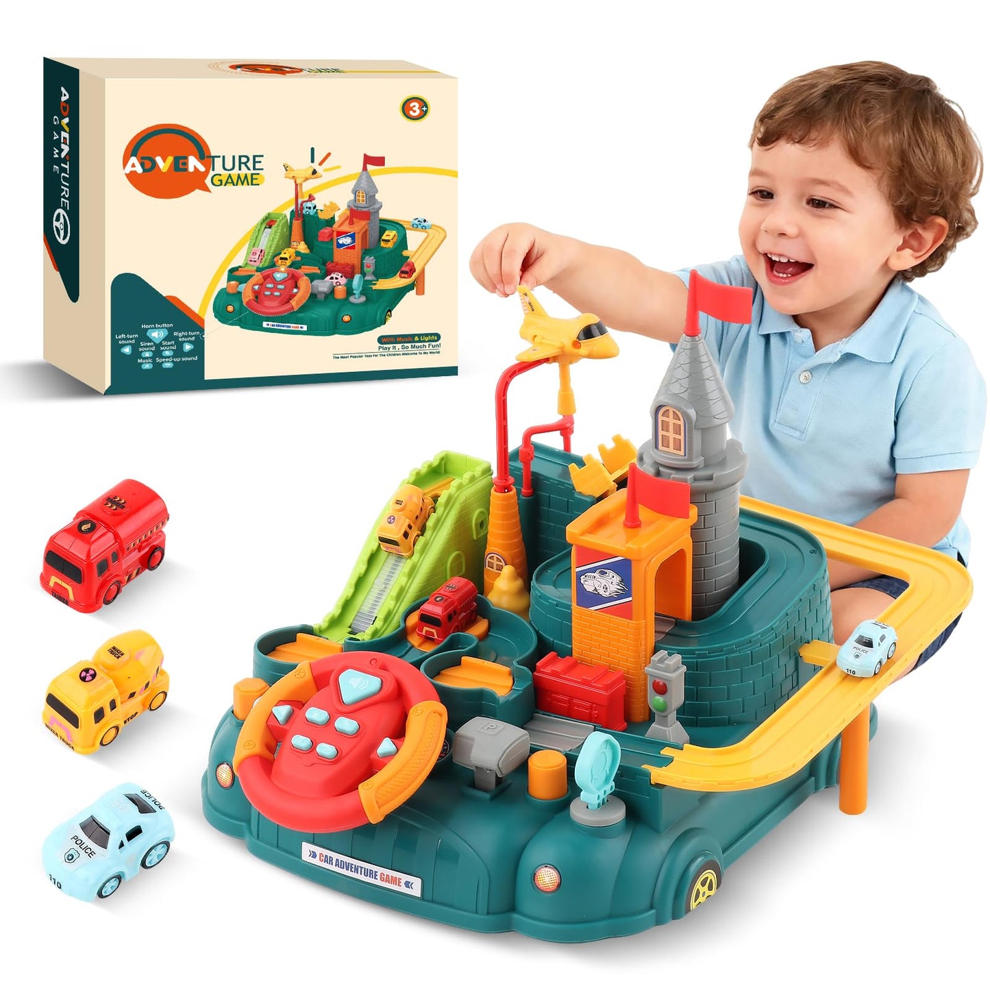 SOSUSHOE Race Car Track Toy for 3-6 Year Olds – Montessori-Inspired Fine Motor & STEM Toy