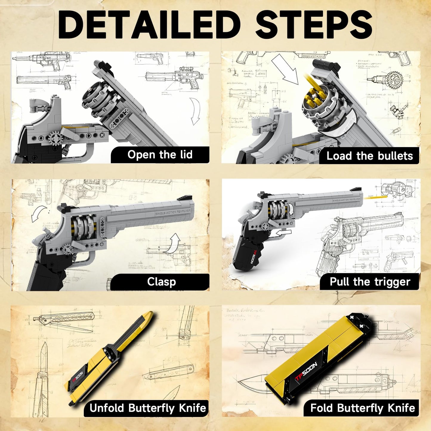 Sosuy 522-Piece Building Block Gun: Realistic Shootable Handgun Model for Adults & Teens