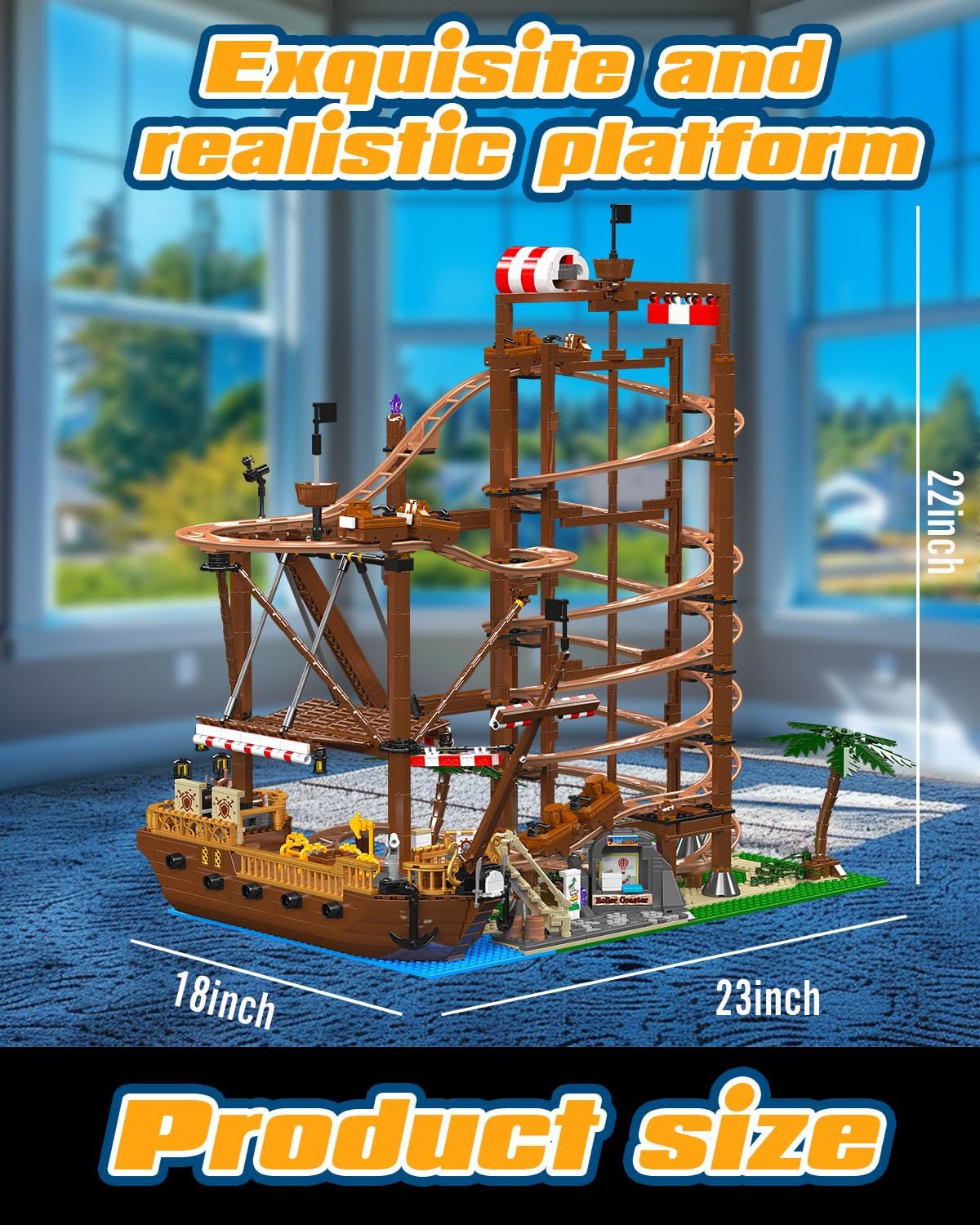 Sosuy Roller-Coaster Building Set | Electric Motorized Track Ship | Amusement Park Toy 2174pcs