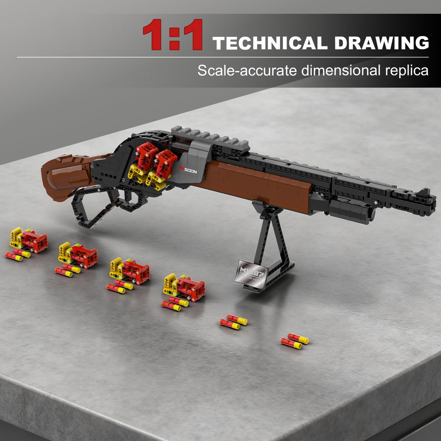 Sosuy M1887 1:1 DIY Shootable Shotgun Building Block Set – 1370+ Pieces