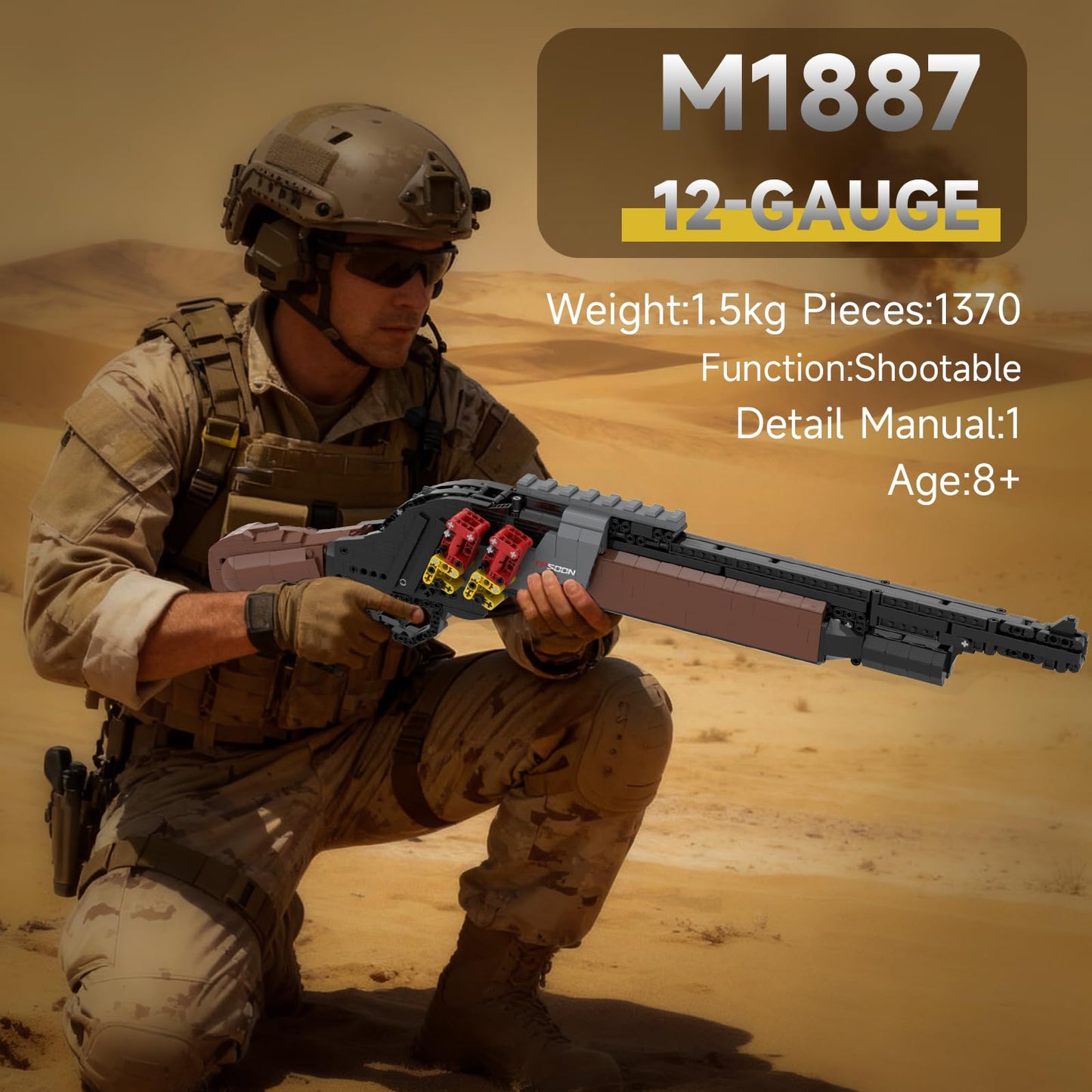 Sosuy M1887 1:1 DIY Shootable Shotgun Building Block Set – 1370+ Pieces