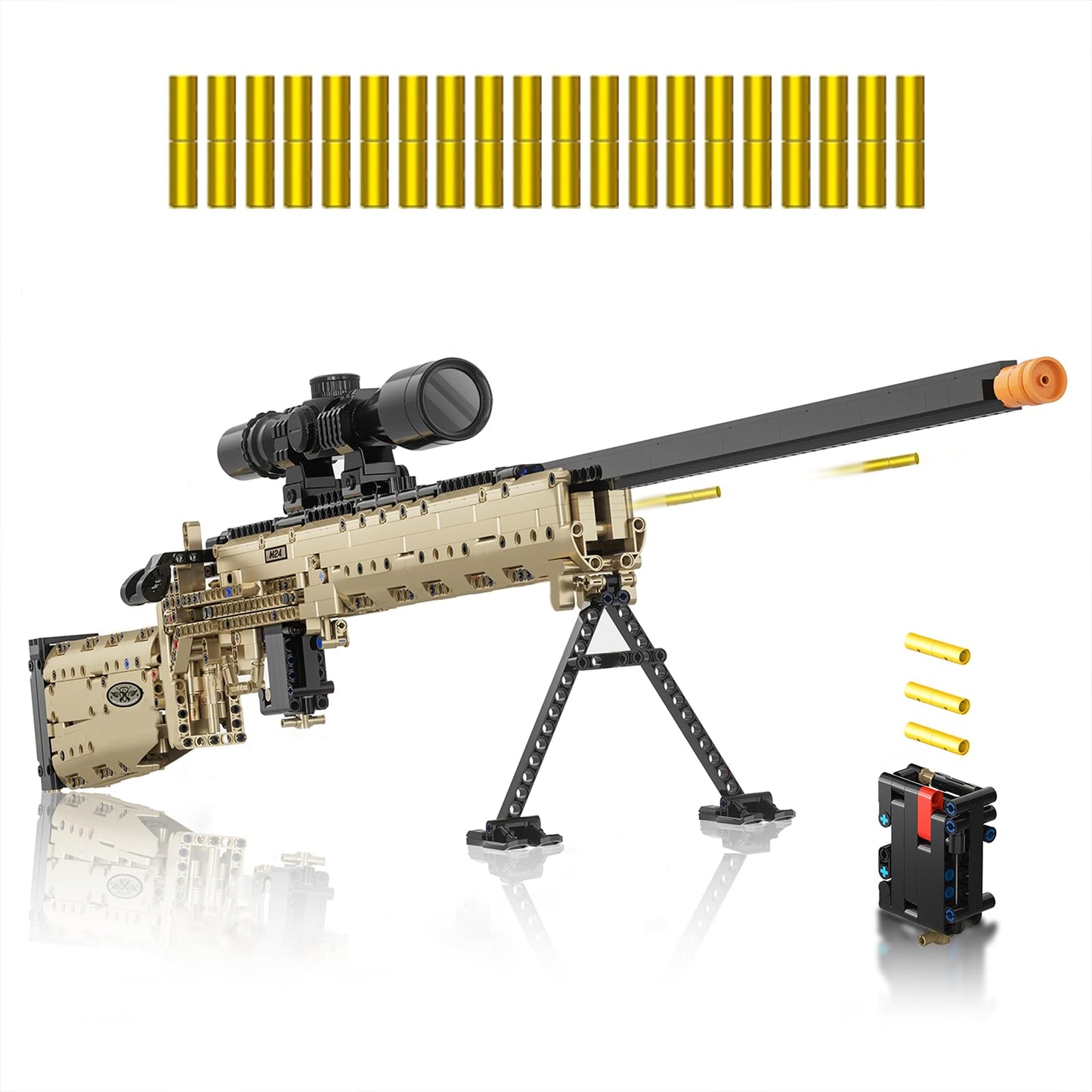 Sosuy M24 1:1 Build Block Gun Set – 1380+ Pieces, Shootable Sniper Model