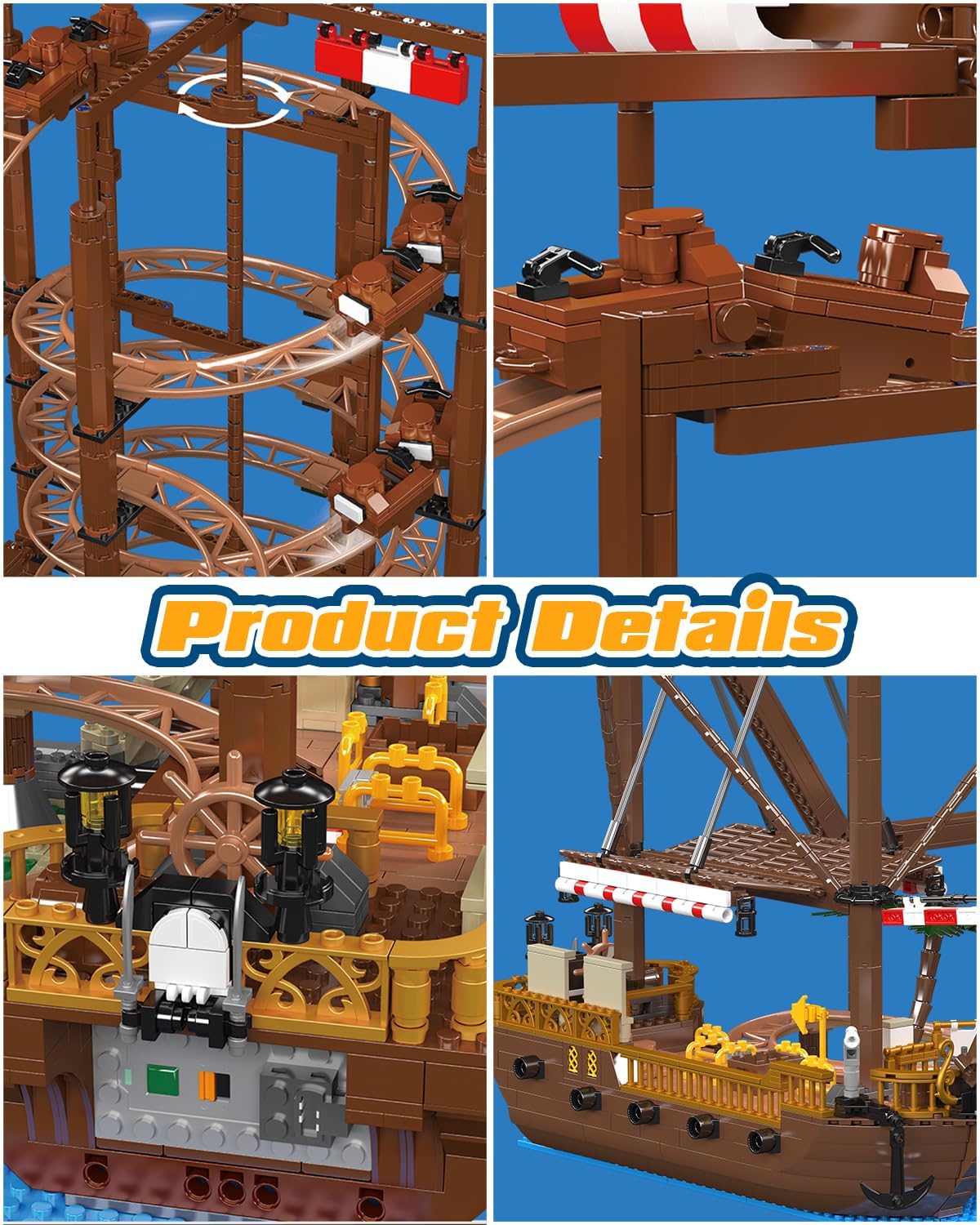 Sosuy Roller-Coaster Building Set | Electric Motorized Track Ship | Amusement Park Toy 2174pcs