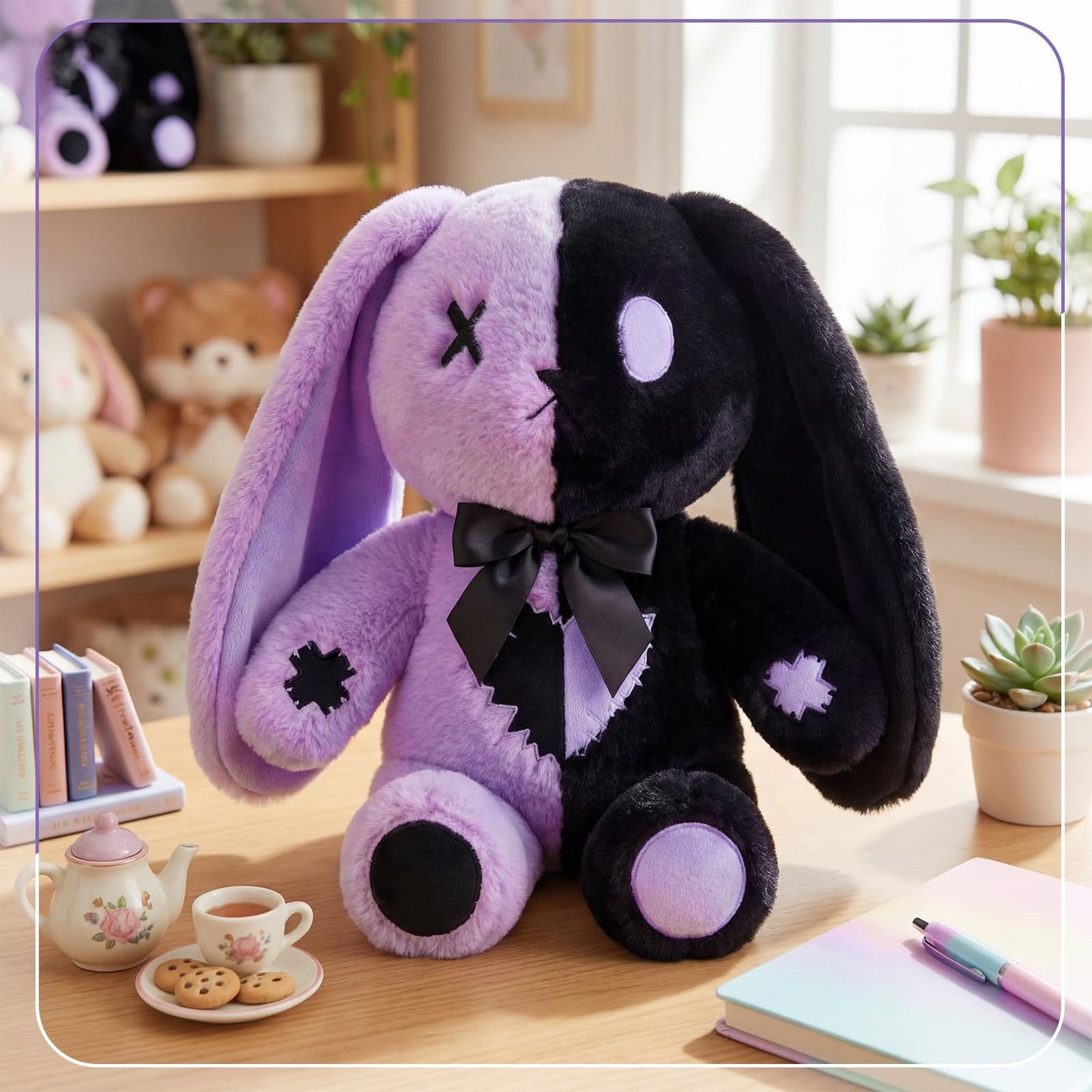 Sotiff Gothic Bunny Plush 12 Inch – Dark Easter Gift & Cozy Home Decor