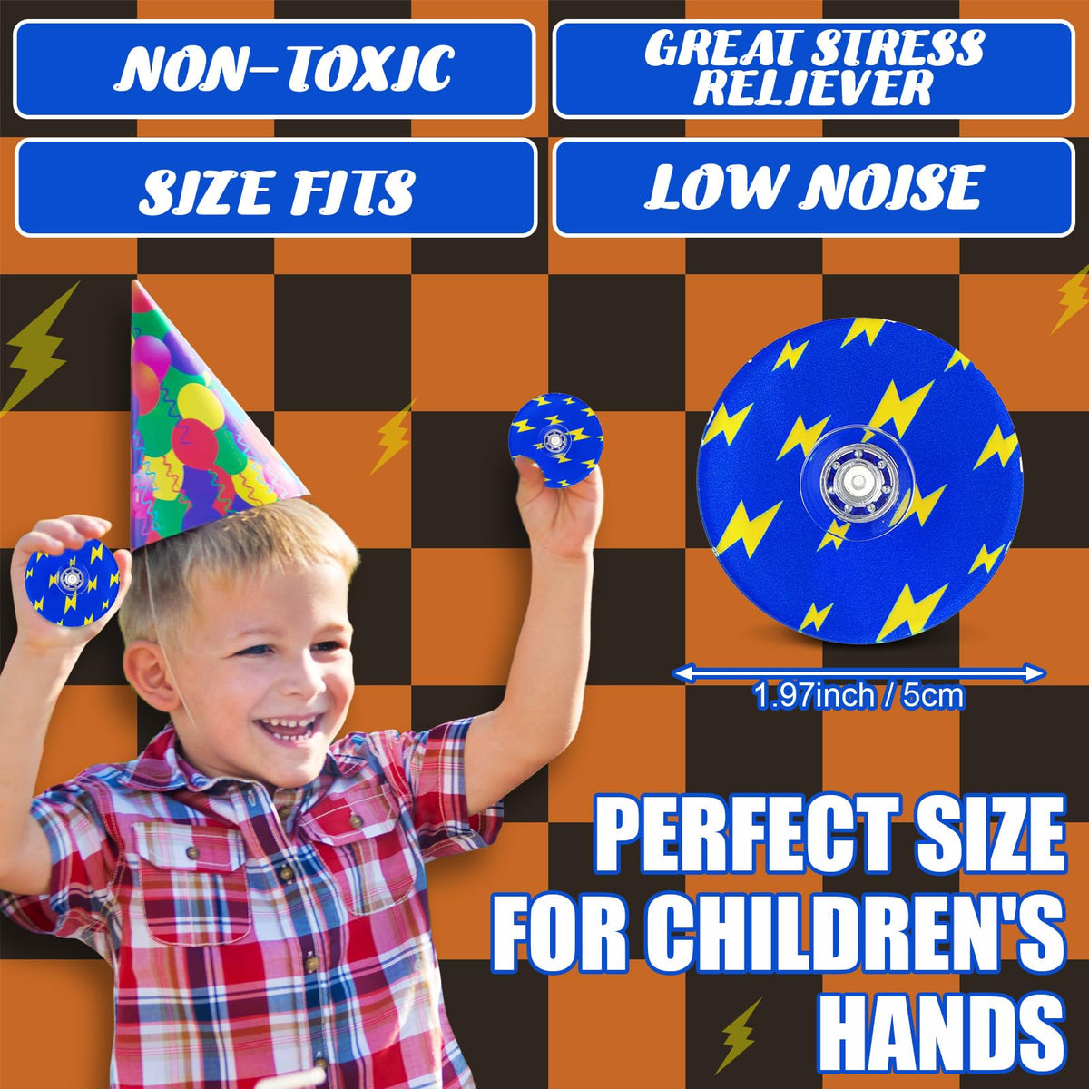 Sotiff 24 Pcs Blue & Golden Lightning Fidget Spinners Bulk – Party Favors & Rewards
