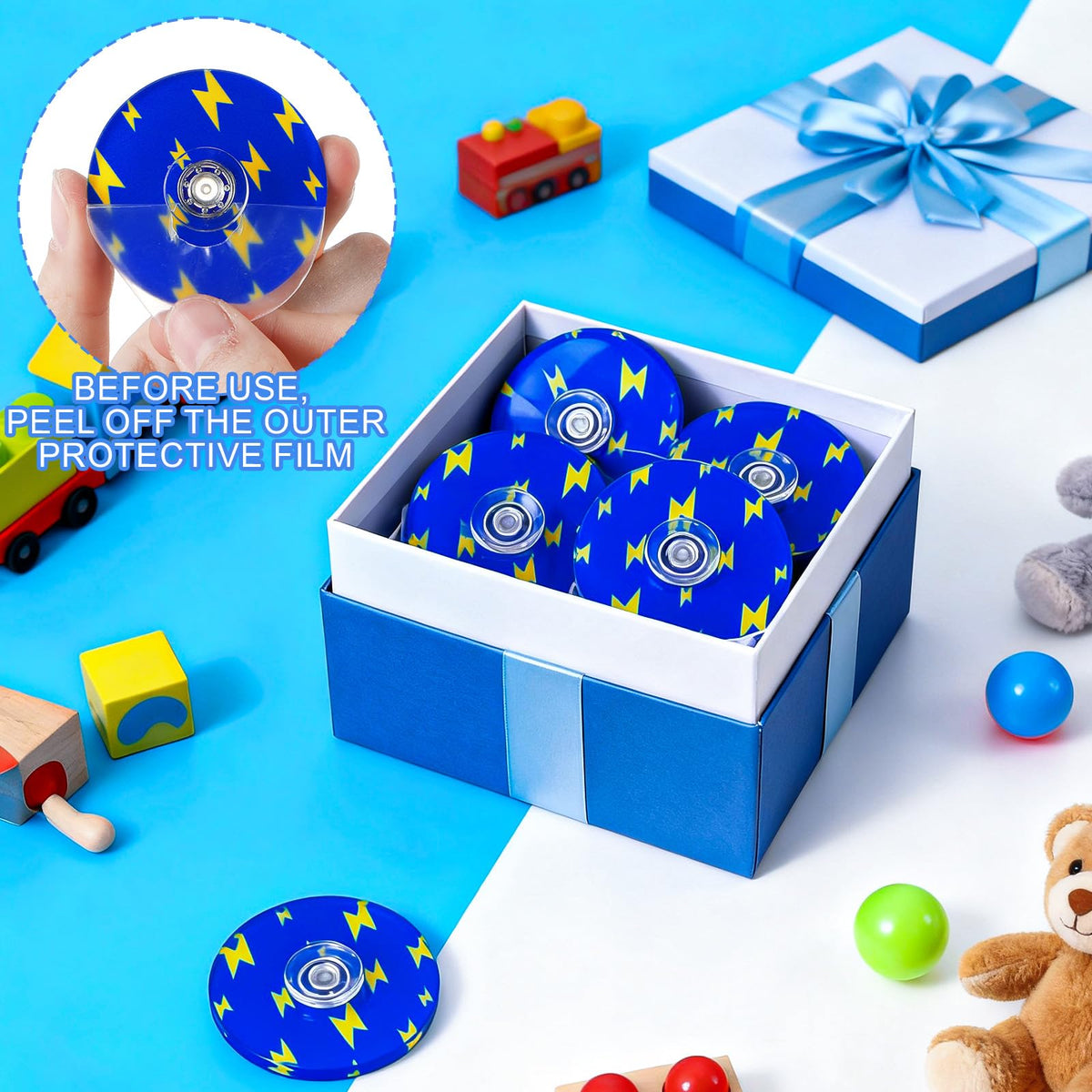 Sotiff 24 Pcs Blue & Golden Lightning Fidget Spinners Bulk – Party Favors & Rewards